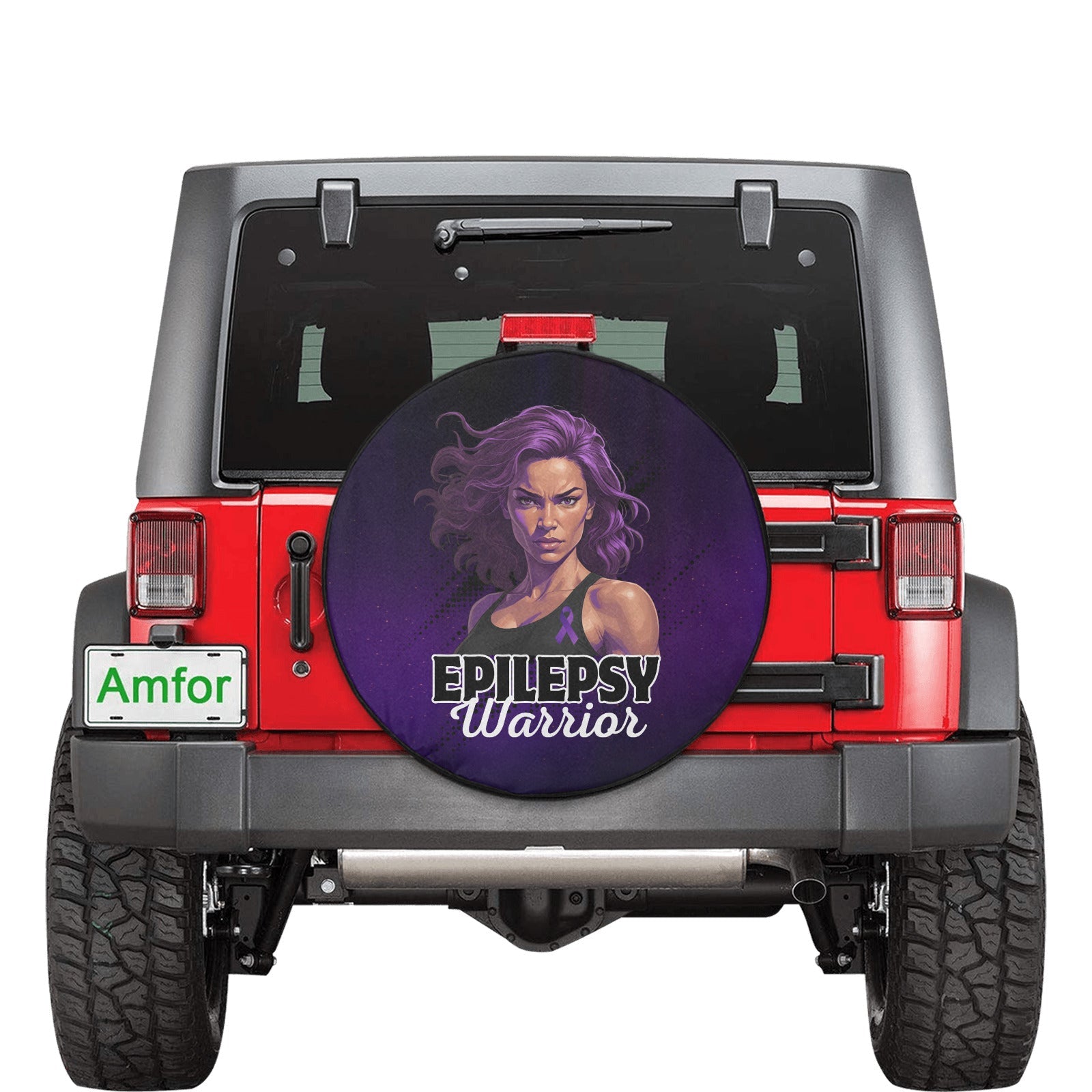 Epilepsy Warrior Woman Spare Tire Cover (Small)(15") - Accessories, Auto, Spare Tire Covers - EpiAl's Shop