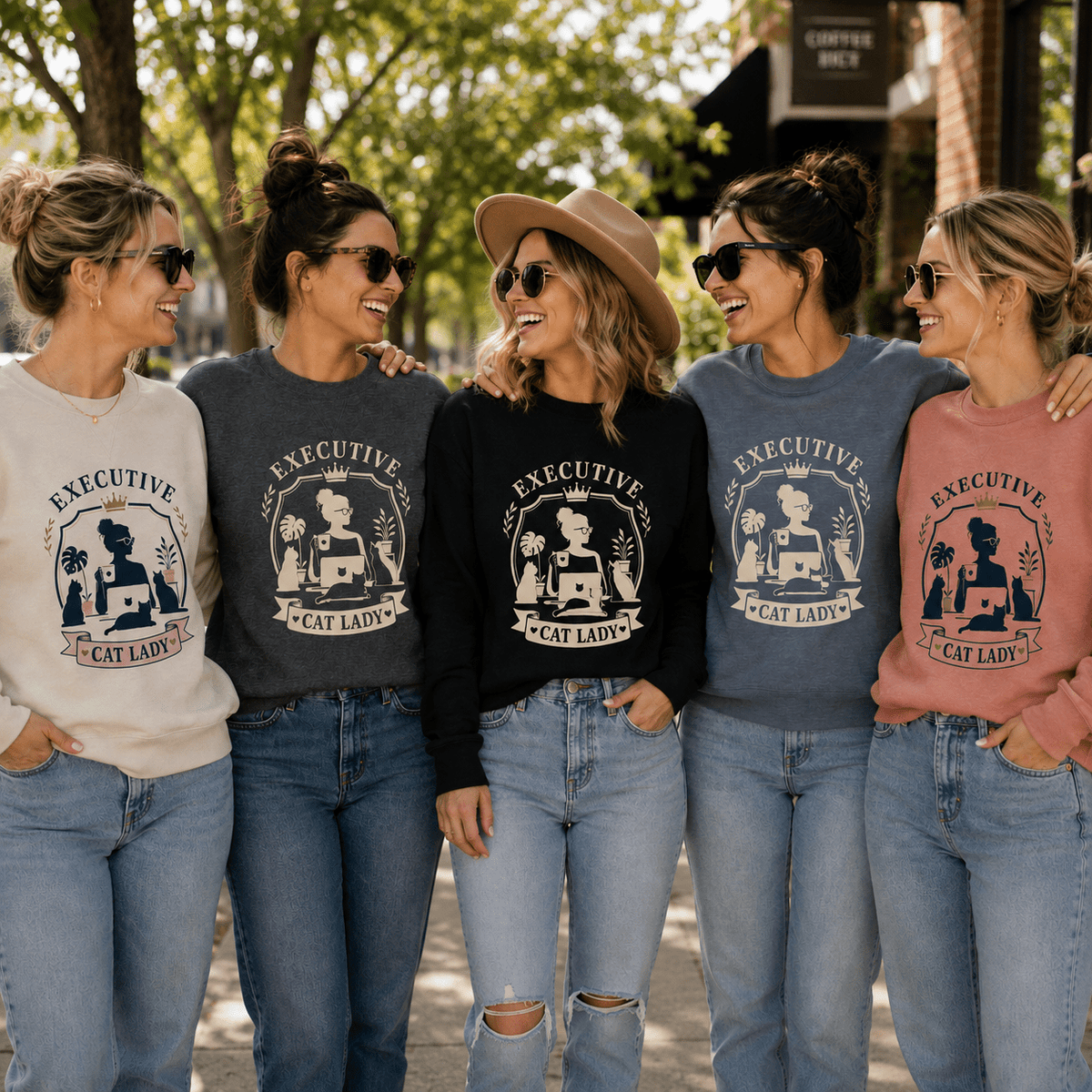 Executive Cat Lady Lightweight Sweatshirt | Women’s Cat Lover Crewneck - Clothing, Women, T-Shirts, Long-Sleeved - EpiAl's Shop