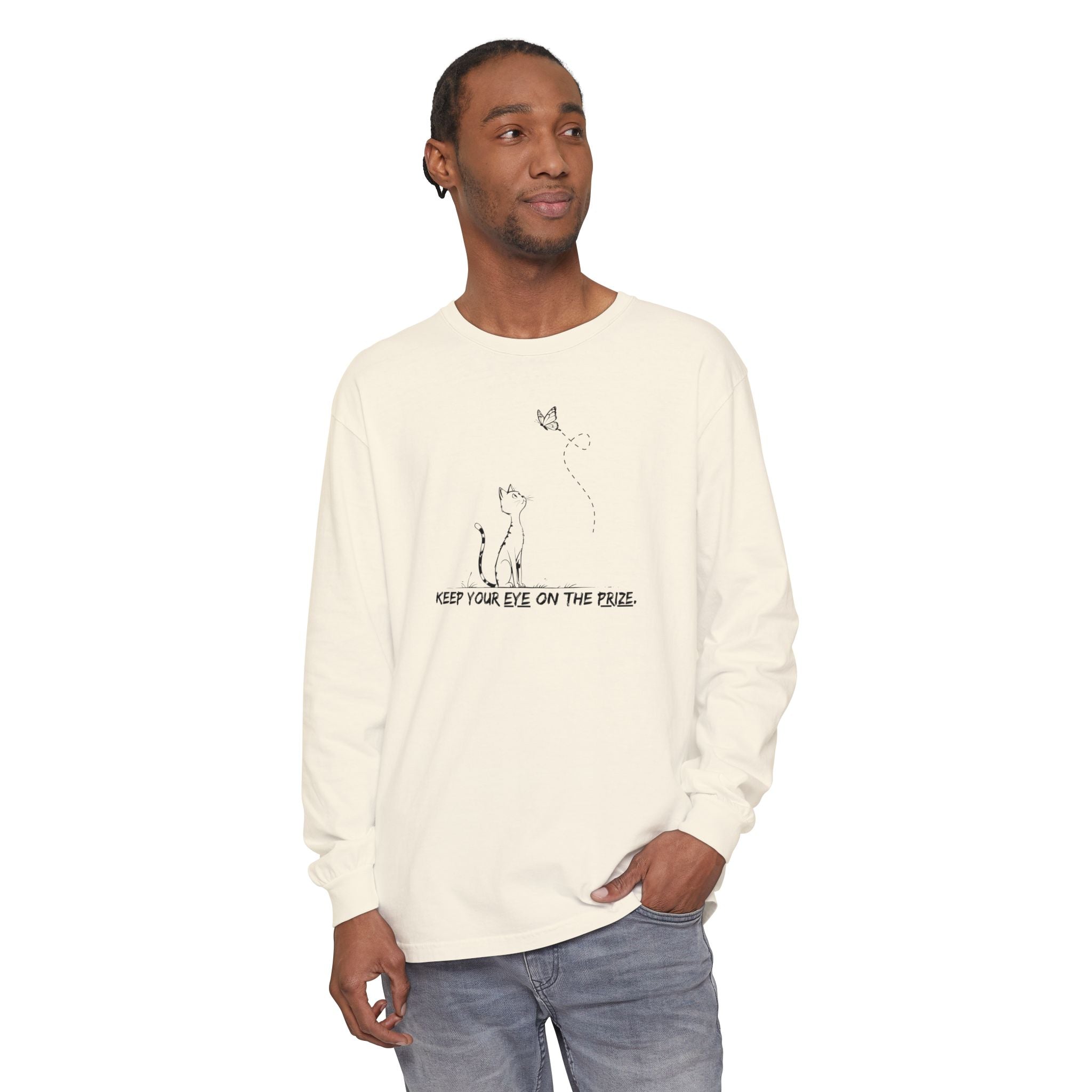 Eye on the Prize Cat - Inspired Long Sleeve Tee - Clothing, T-shirts, Long - Sleeve - EpiAl's Shop