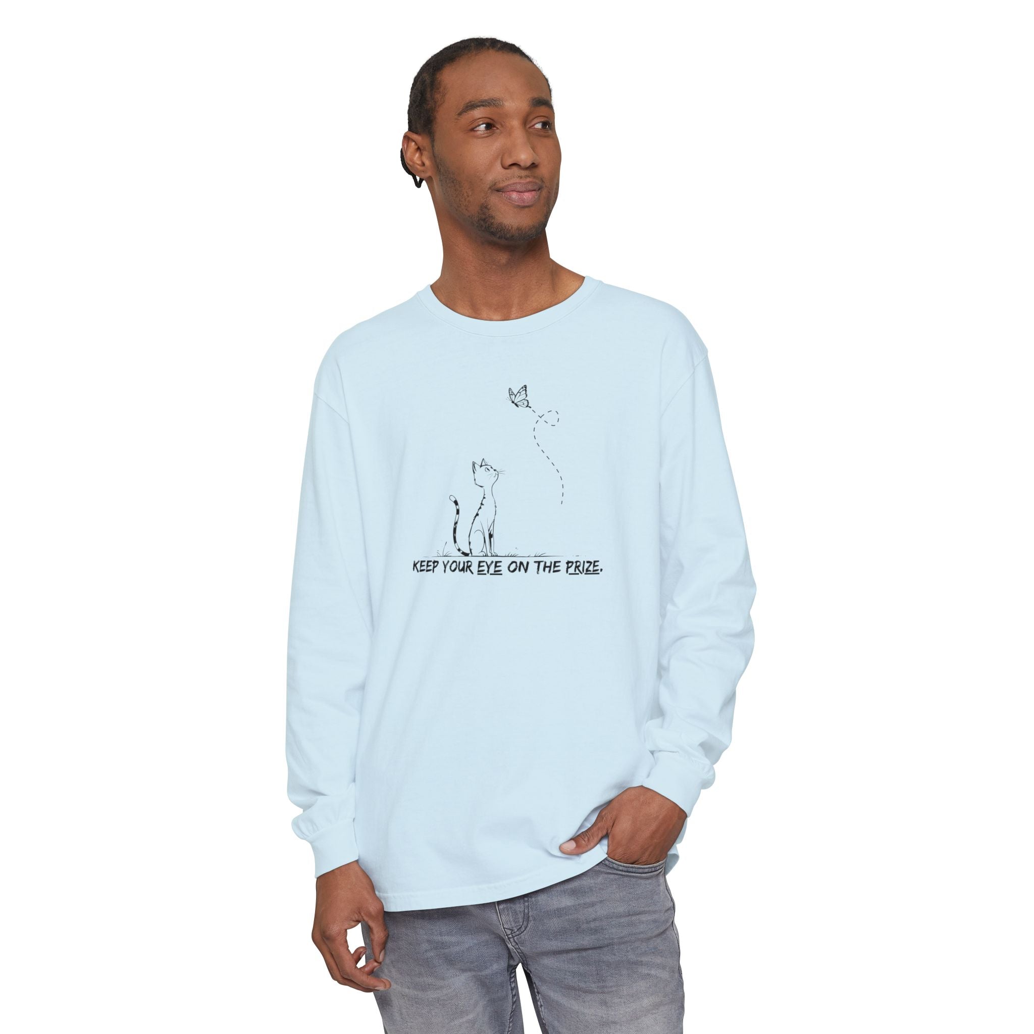 Eye on the Prize Cat - Inspired Long Sleeve Tee - Clothing, T-shirts, Long - Sleeve - EpiAl's Shop