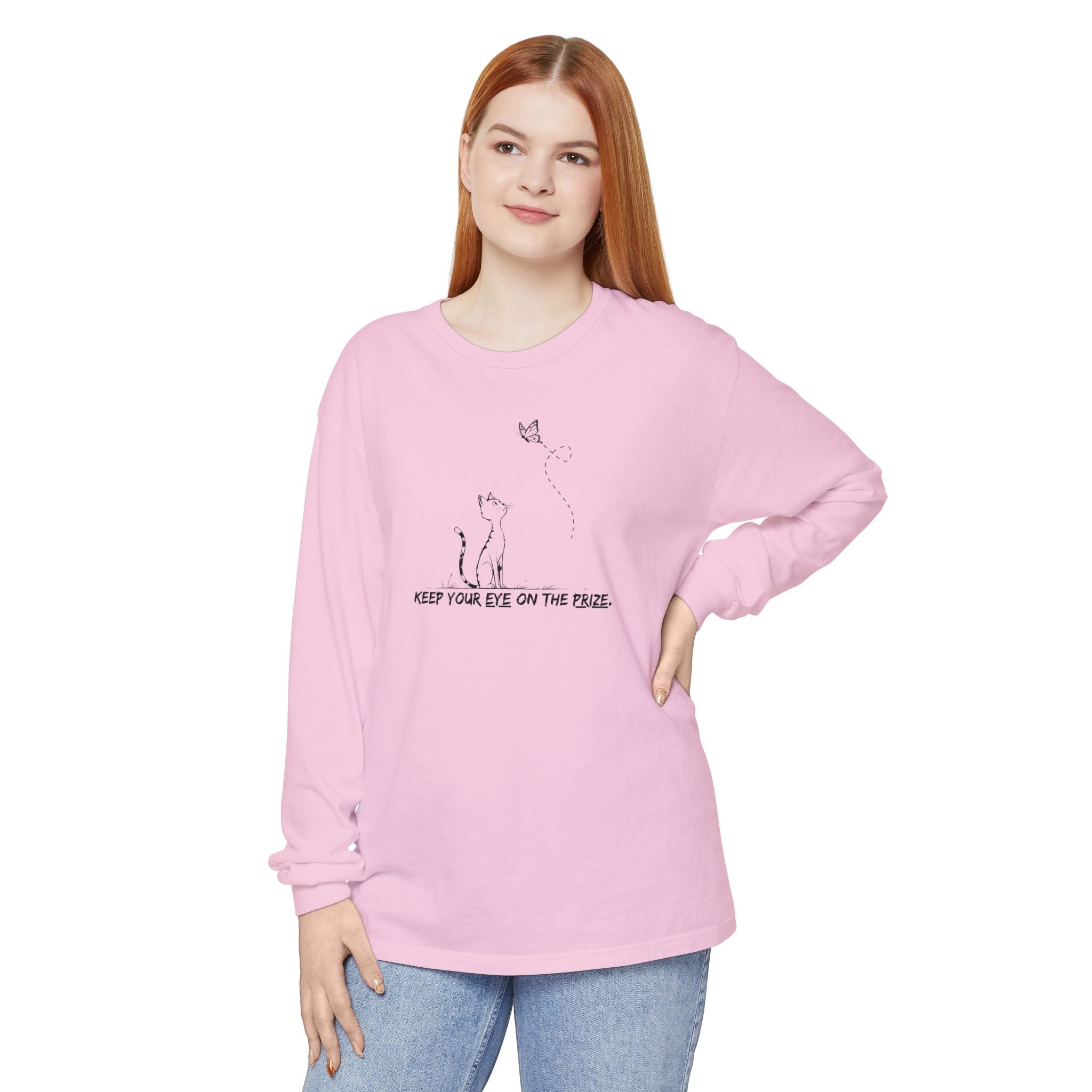 Eye on the Prize Cat - Inspired Long Sleeve Tee - Clothing, T-shirts, Long - Sleeve - EpiAl's Shop