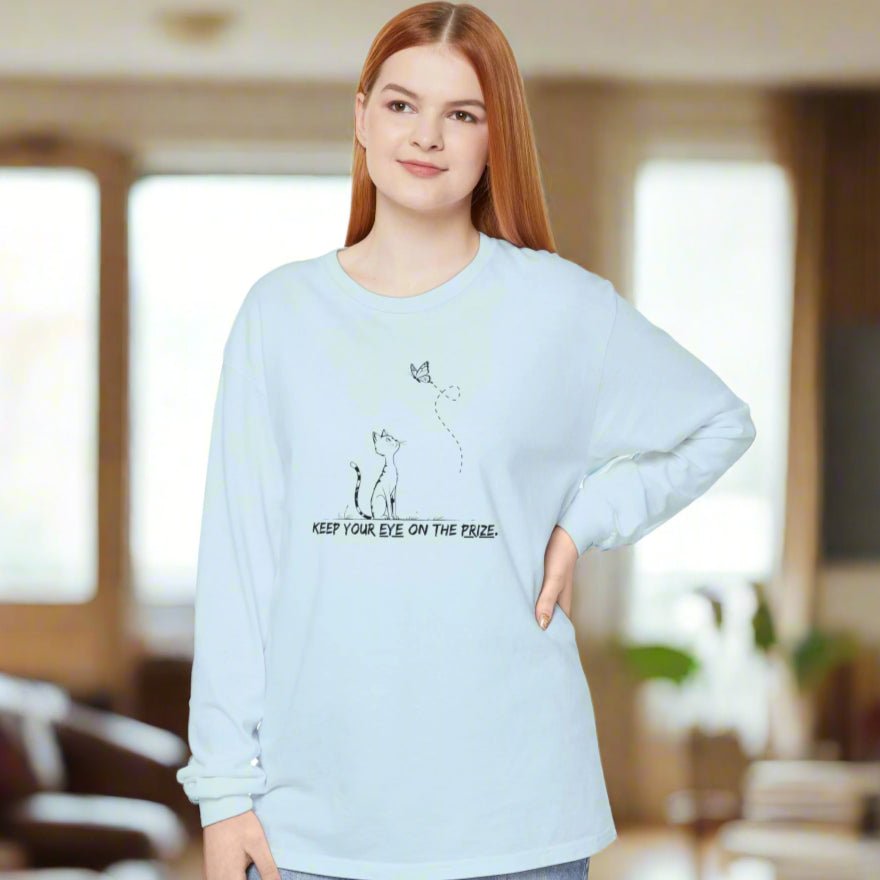 Eye on the Prize Cat - Inspired Long Sleeve Tee - Clothing, T-shirts, Long - Sleeve - EpiAl's Shop