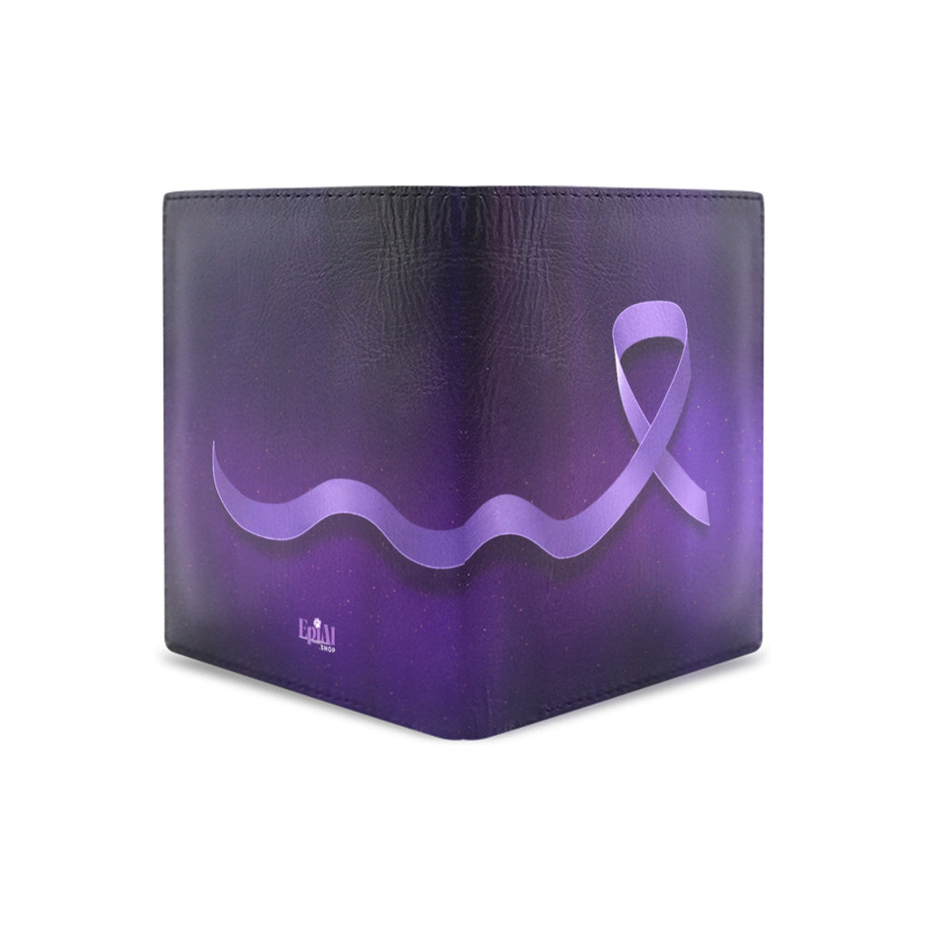 Purple Ribbon Faux Leather Wallet