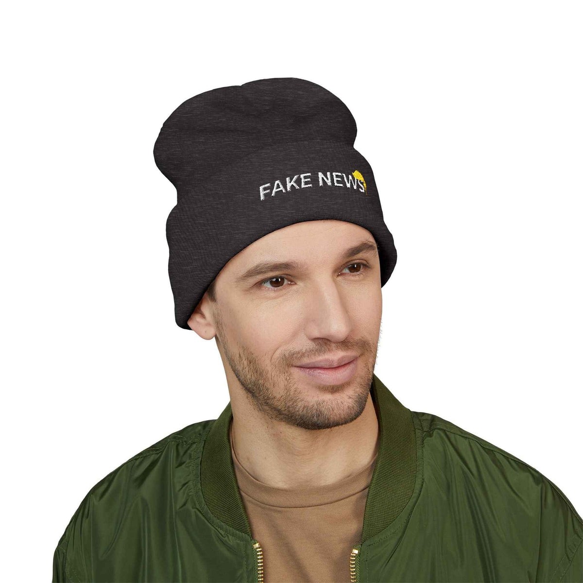 Fake News Embroidered Knit Beanie - Hats, Beanie - EpiAl's Shop