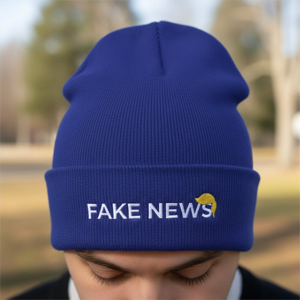 Fake News Embroidered Knit Beanie - Hats, Beanie - EpiAl's Shop