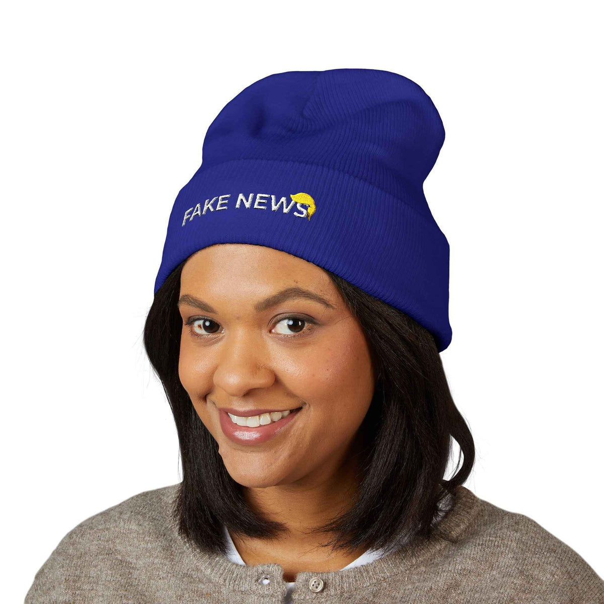 Fake News Embroidered Knit Beanie - Hats, Beanie - EpiAl's Shop
