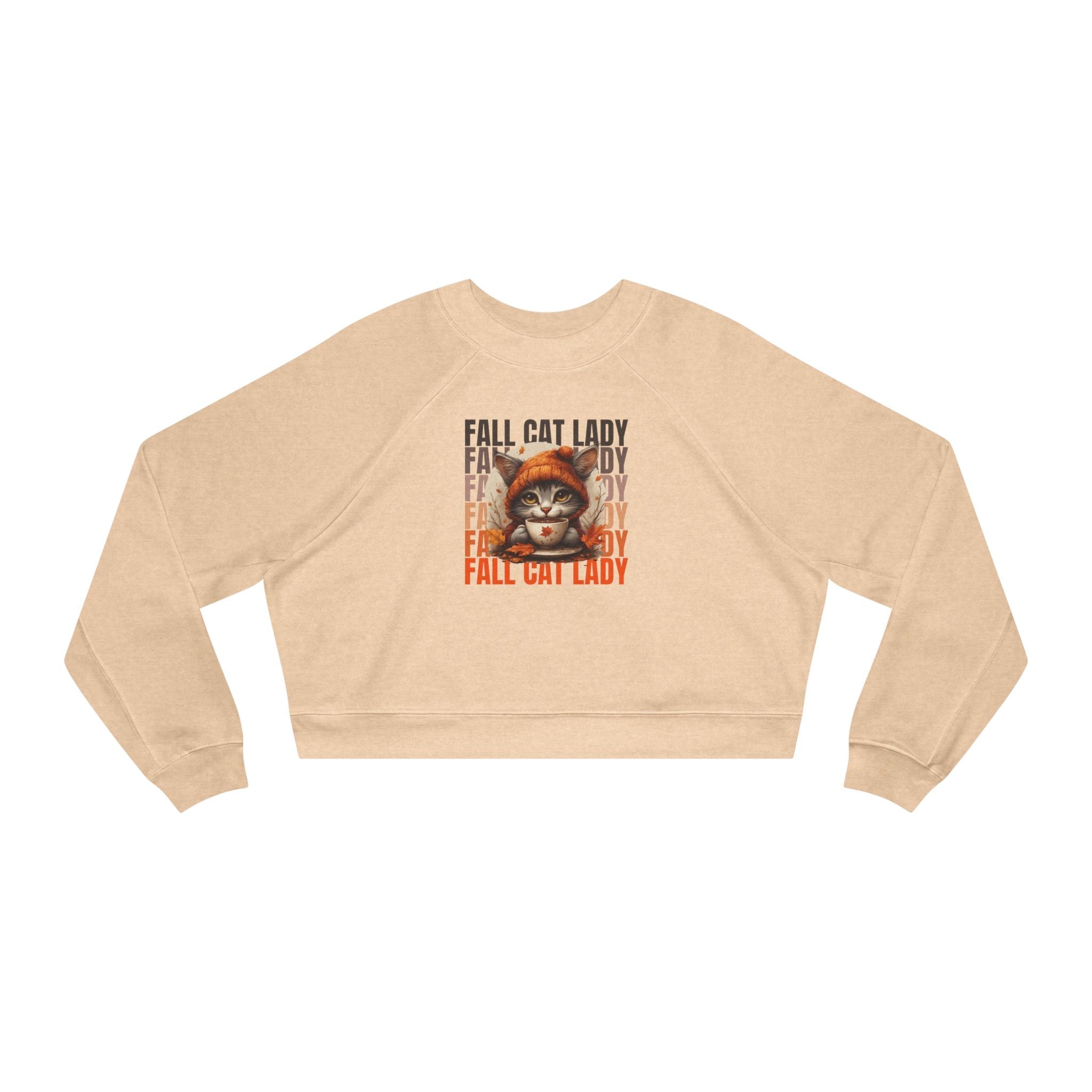 Fall Cat Lady Cropped Pullover | Cozy Women's Sweatshirt - Clothing, Sweatshirts, Crop - EpiAl's Shop