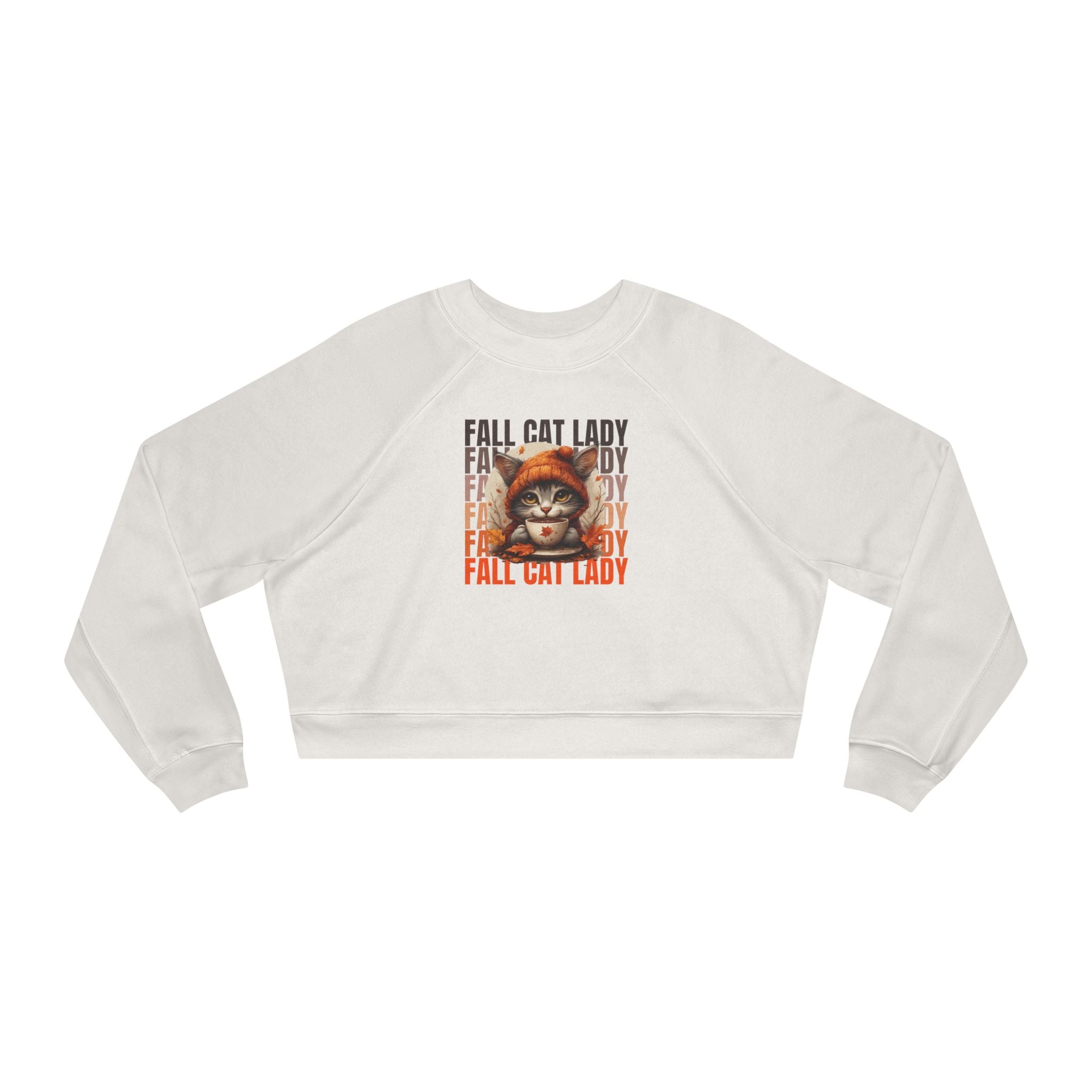 Fall Cat Lady Cropped Pullover | Cozy Women's Sweatshirt - Clothing, Sweatshirts, Crop - EpiAl's Shop