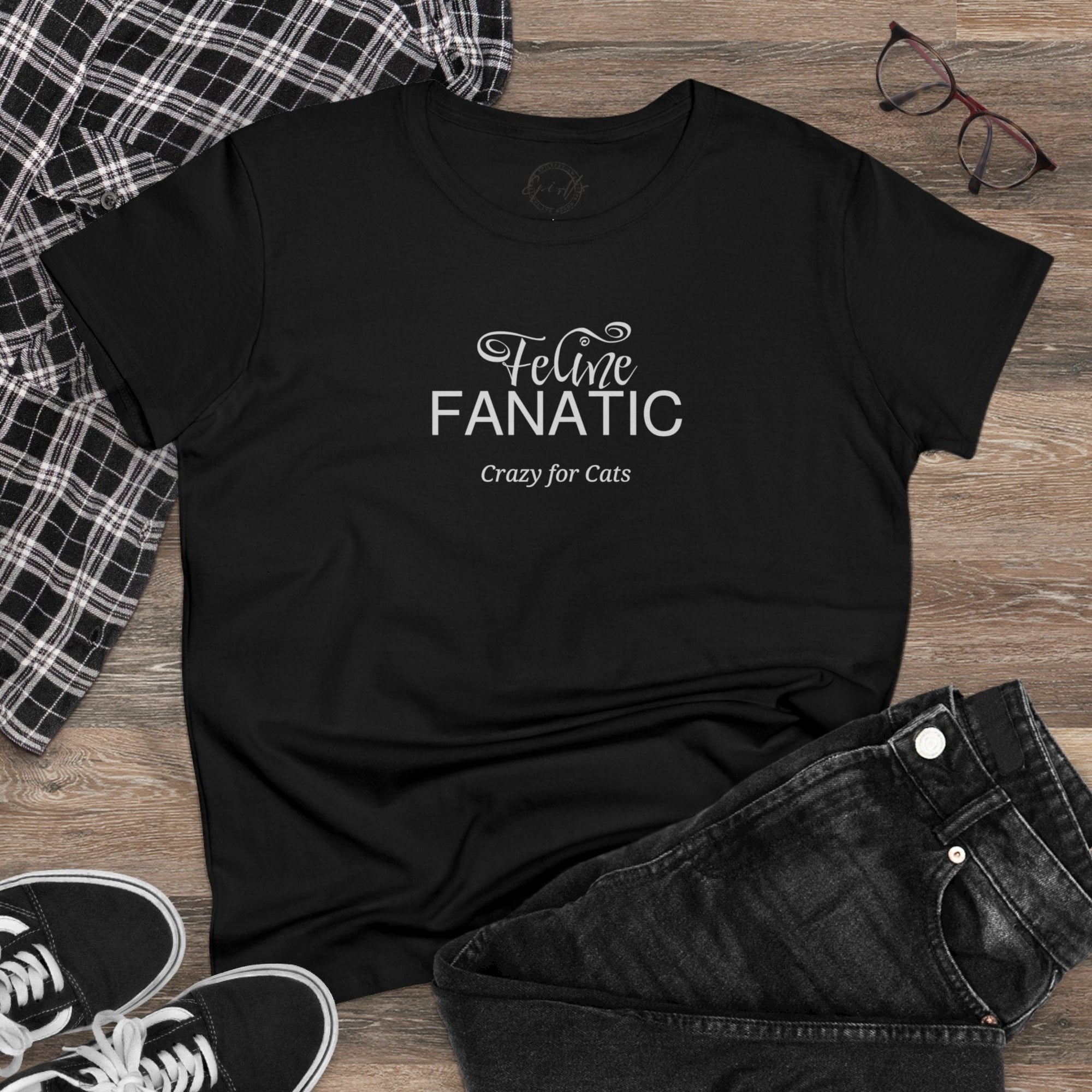 Feline Fanatic Women's Midweight Cotton Tee - T - Shirt - Epileptic Al’s Shop