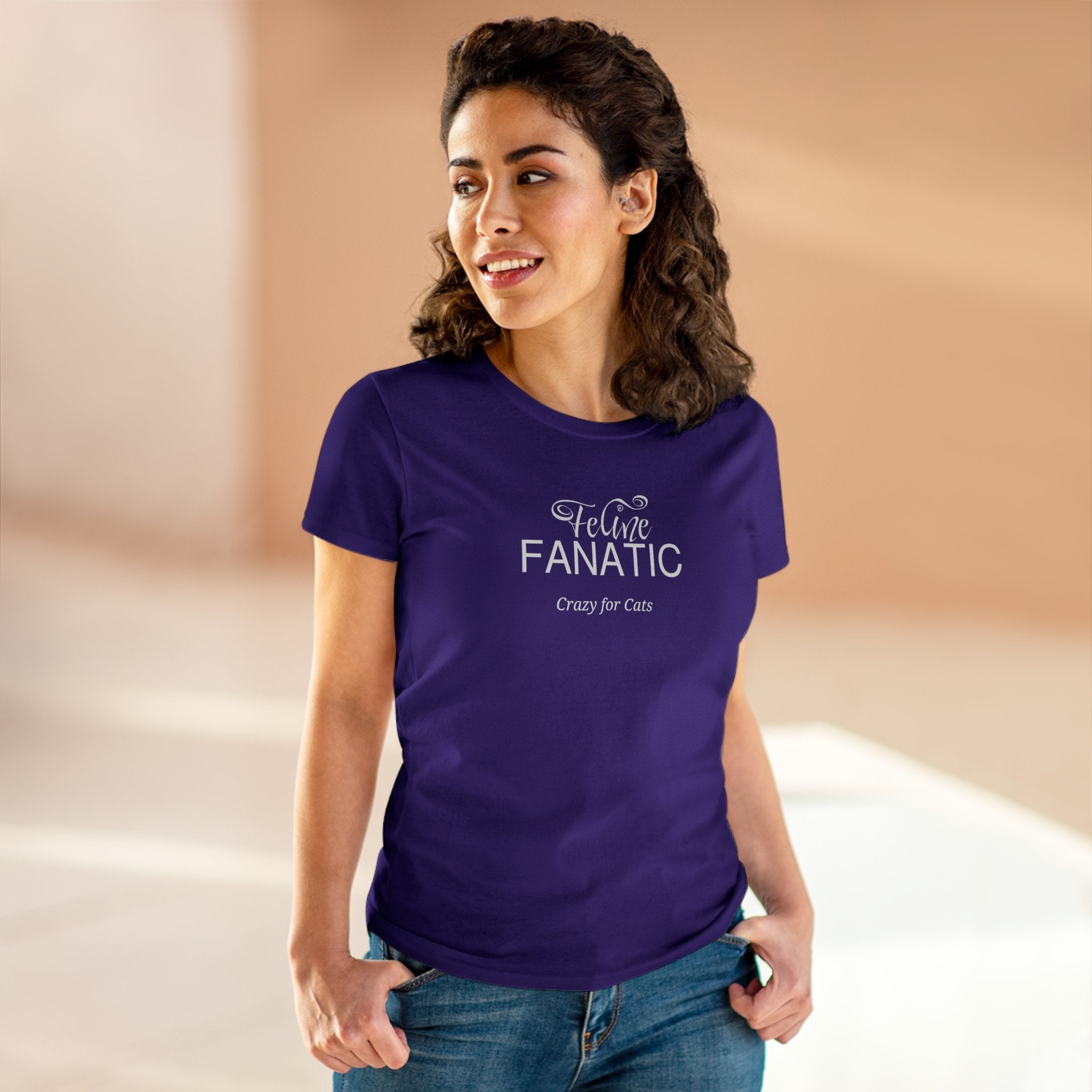 Feline Fanatic Women's Midweight Cotton Tee - T - Shirt - Epileptic Al’s Shop