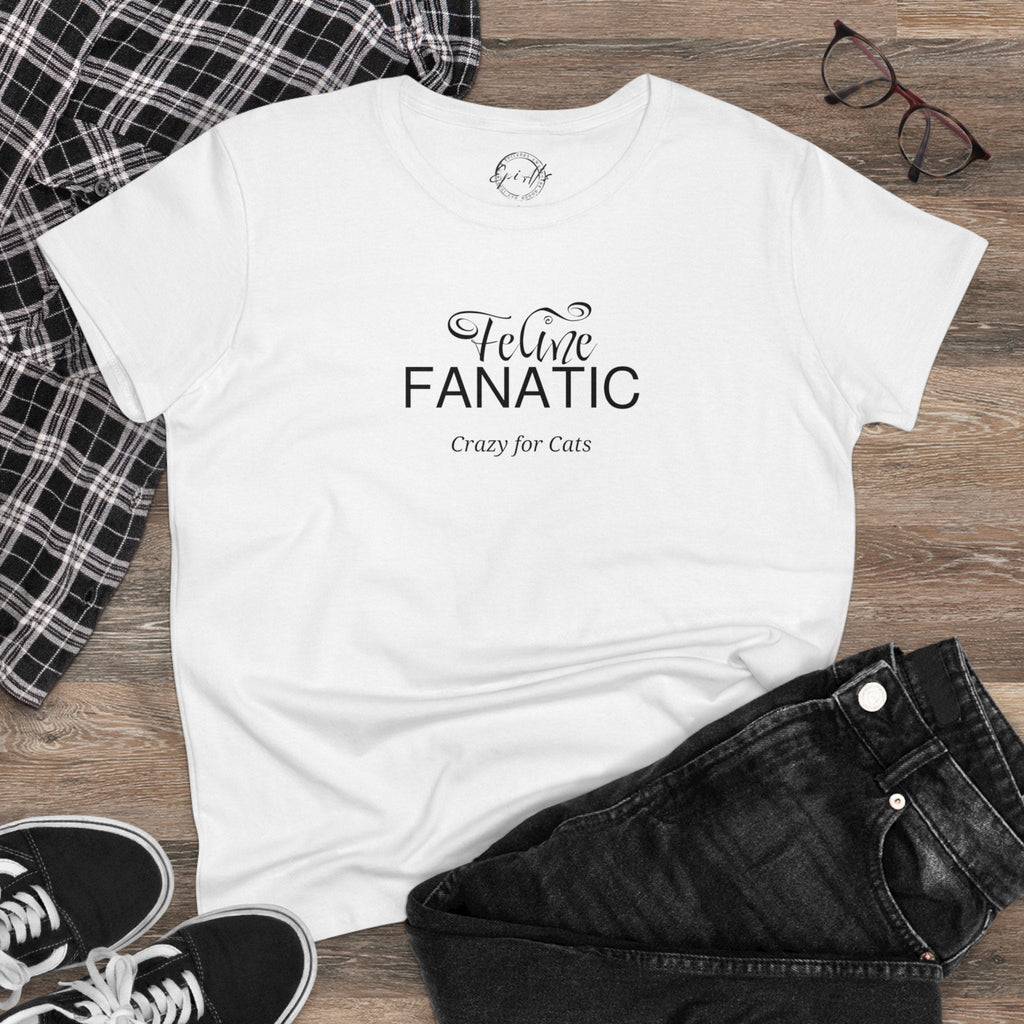 Feline Fanatic Women's Midweight Cotton Tee - T - Shirt - Epileptic Al’s Shop