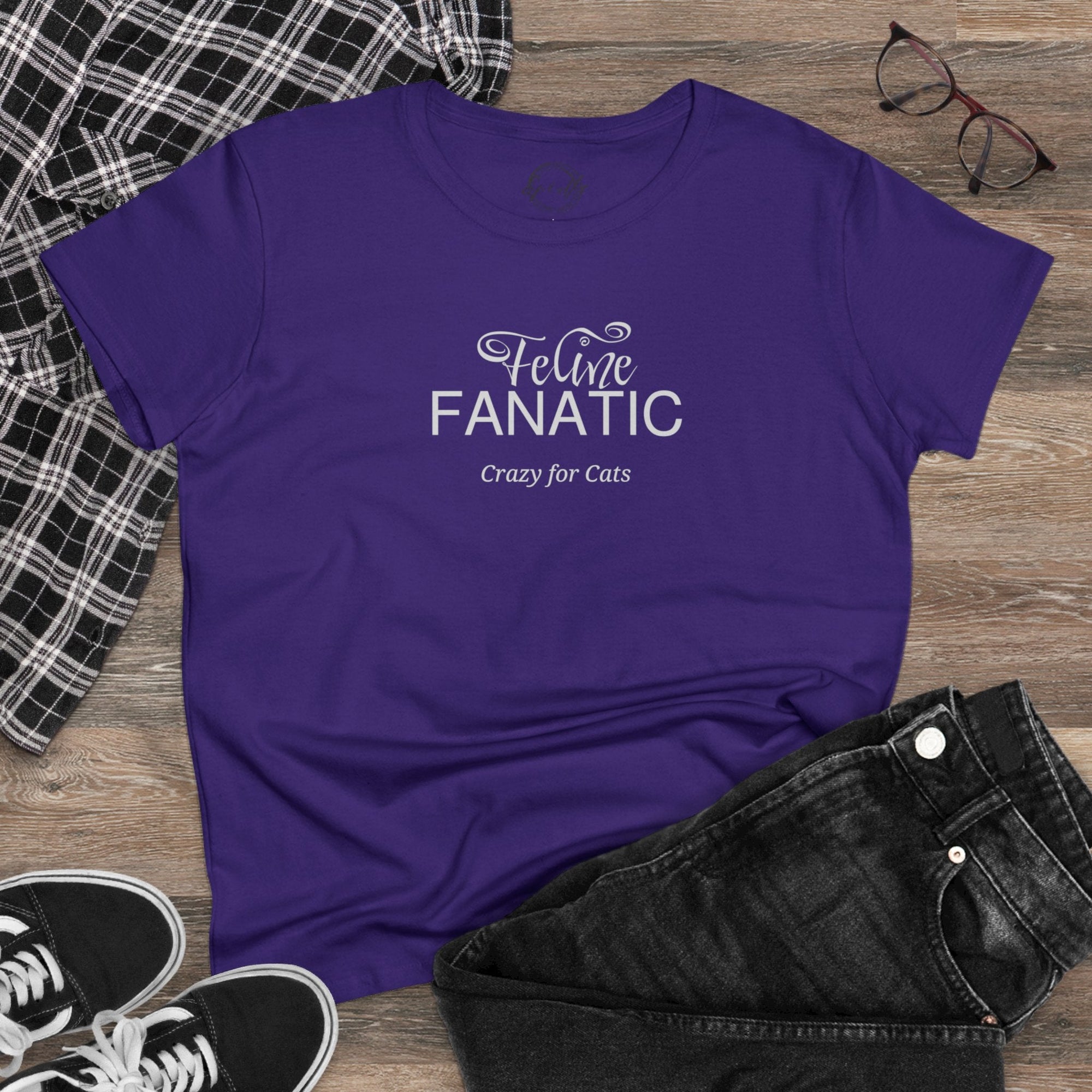 Feline Fanatic Women's Midweight Cotton Tee - T - Shirt - Epileptic Al’s Shop