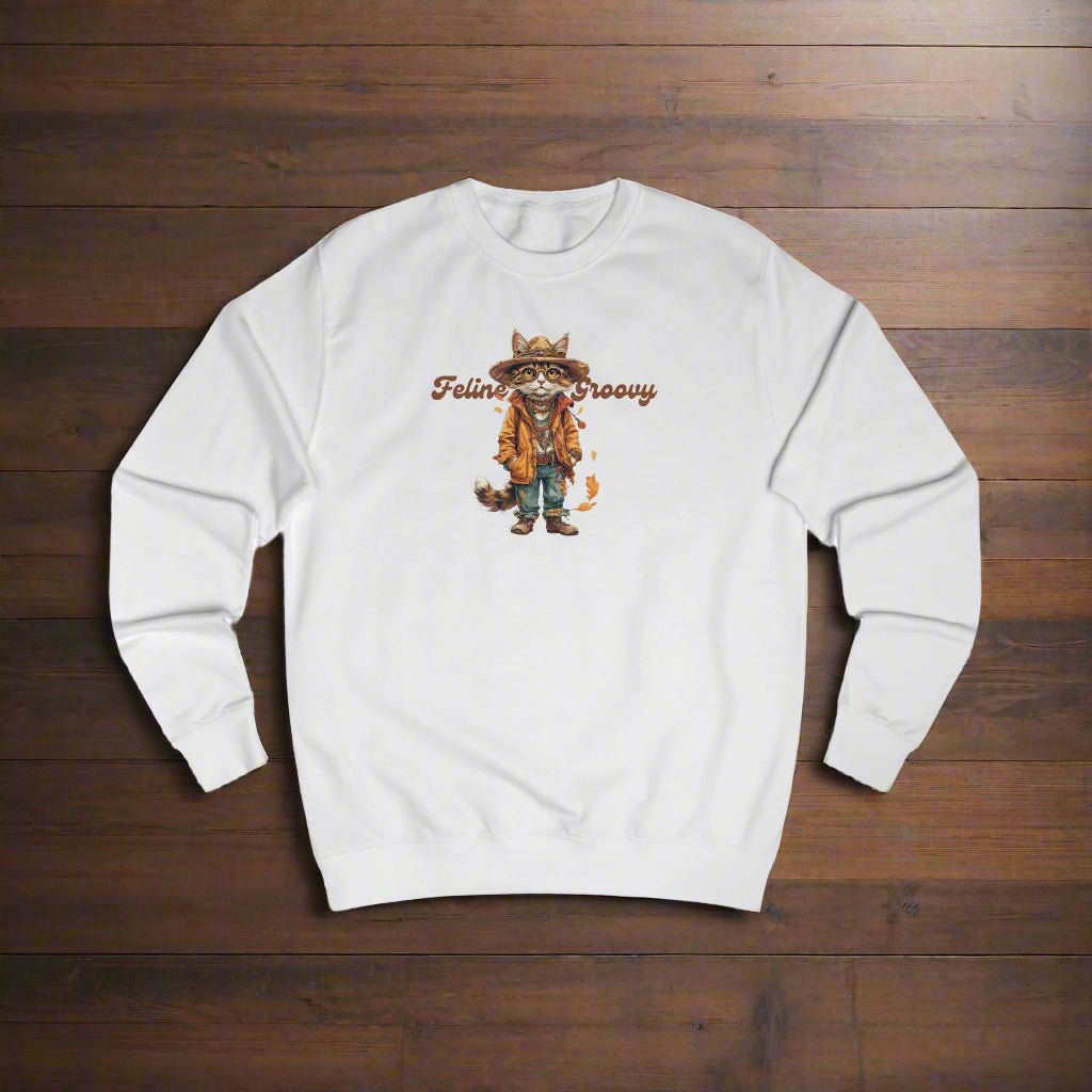 Feline Groovy Unisex Sweatshirt, Cozy Apparel - Clothing, Sweatshirts - EpiAl's Shop
