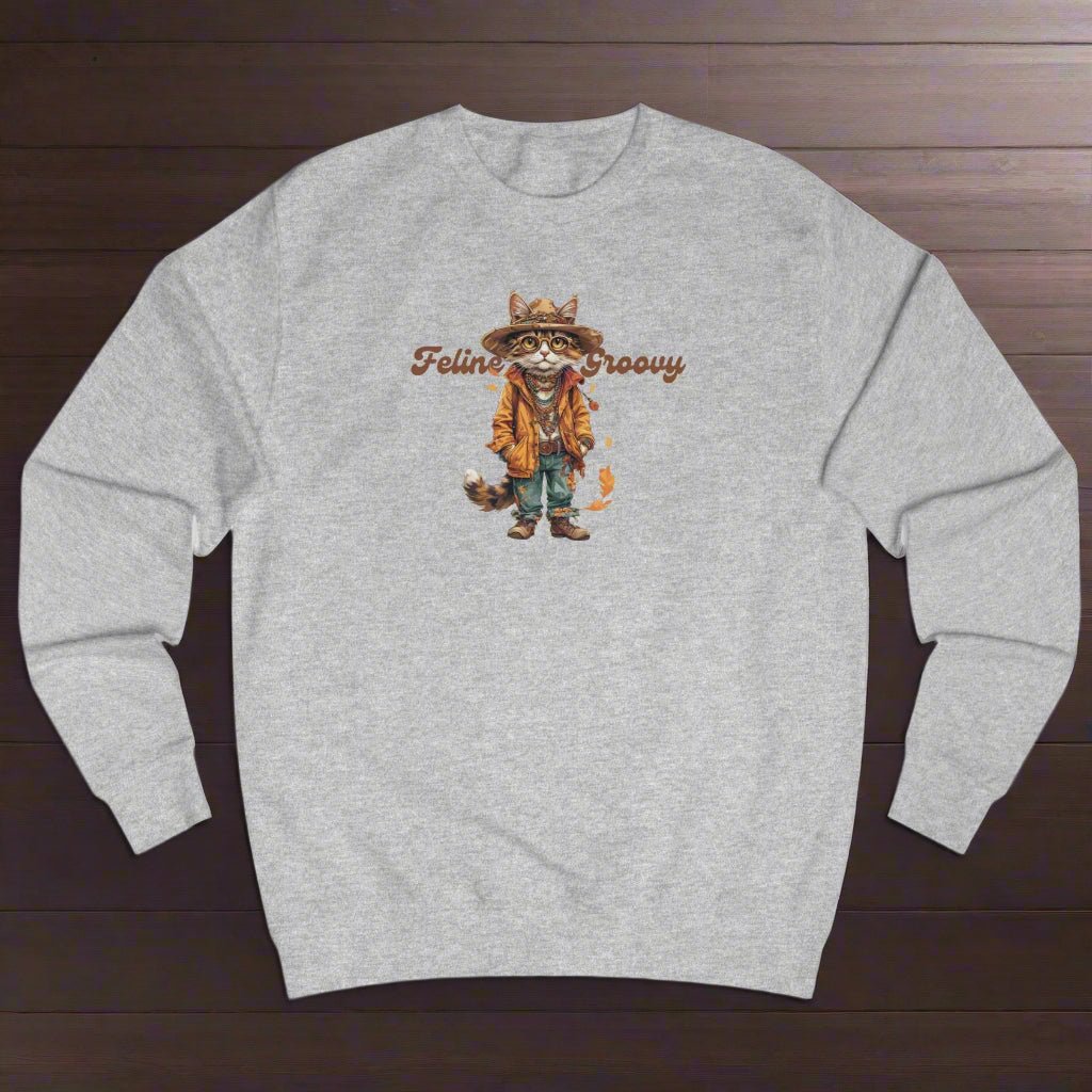 Feline Groovy Unisex Sweatshirt, Cozy Apparel - Clothing, Sweatshirts - EpiAl's Shop