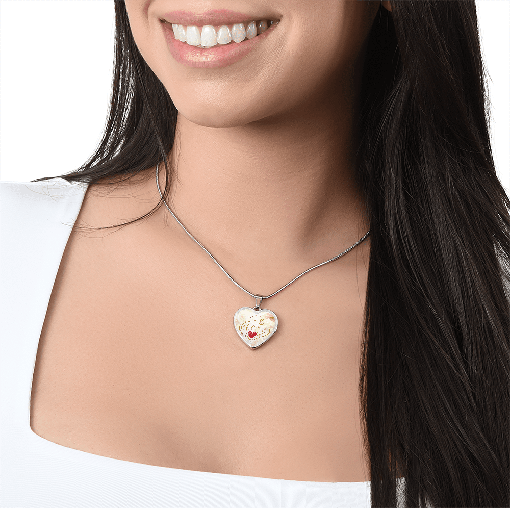 Feline Valentine Heart Necklace – Cat Love Keepsake - Jewelry, Necklaces - EpiAl's Shop