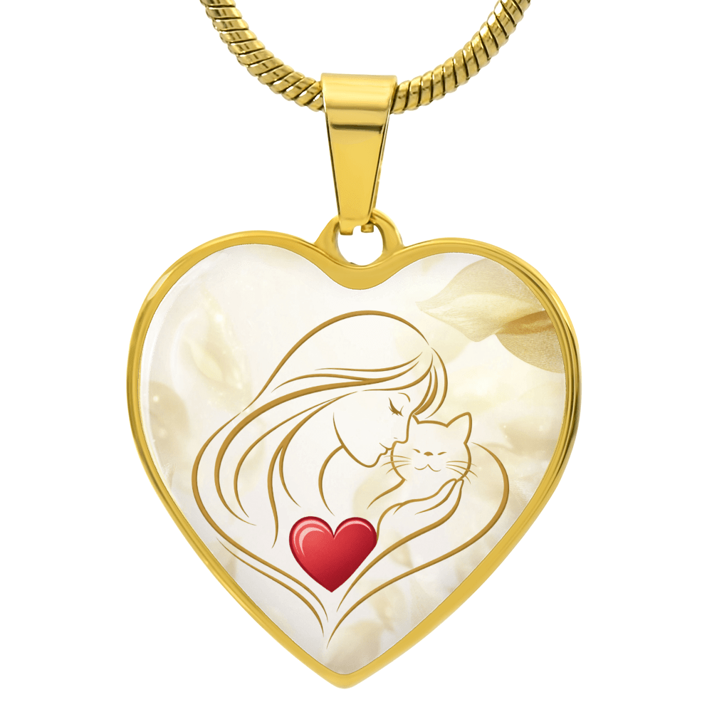 Feline Valentine Heart Necklace – Cat Love Keepsake - Jewelry, Necklaces - EpiAl's Shop