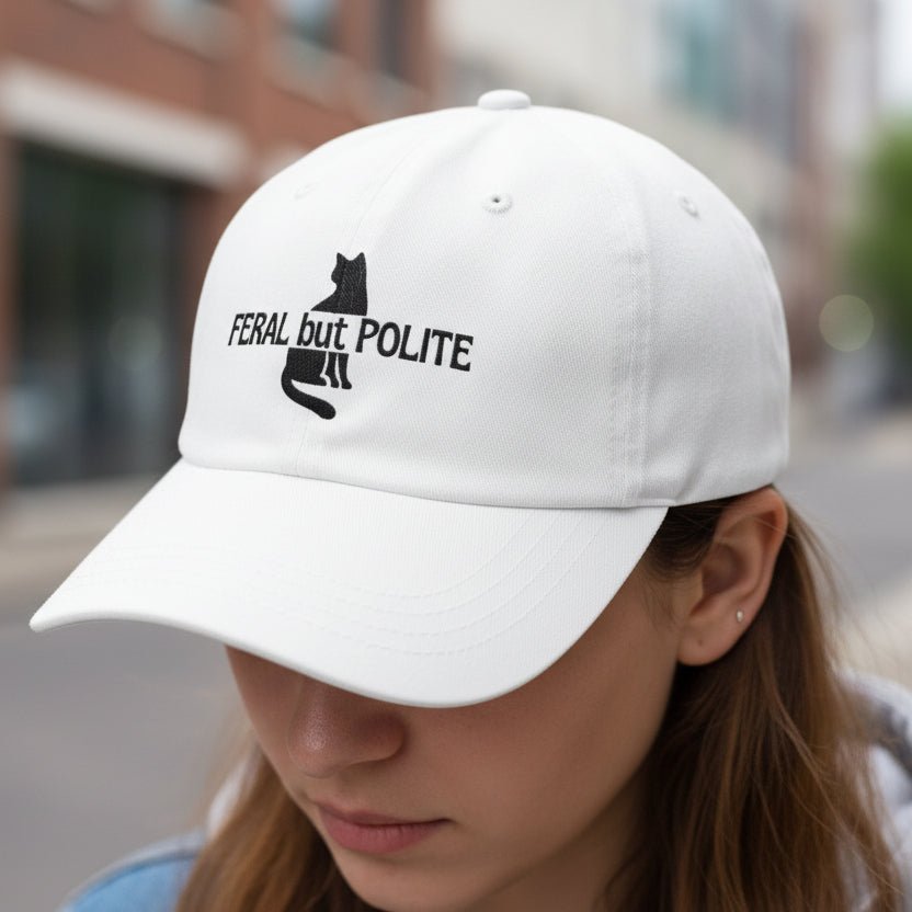Feral but Polite Cat Hat – Funny Embroidered Dad Cap - Hats, Baseball & Trucker - EpiAl's Shop