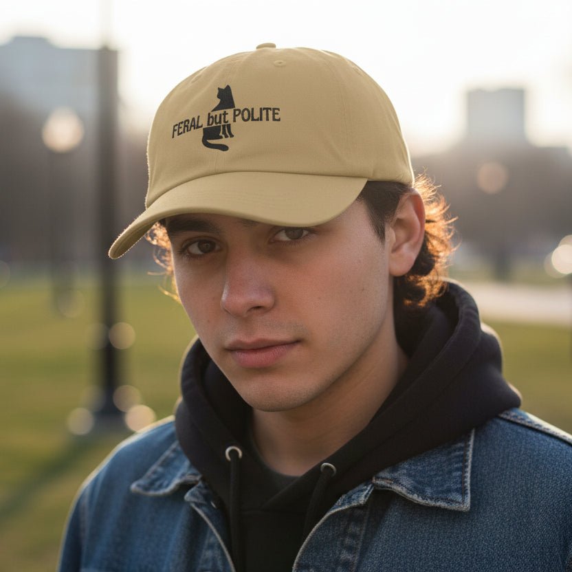 Feral but Polite Cat Hat – Funny Embroidered Dad Cap - Hats, Baseball & Trucker - EpiAl's Shop