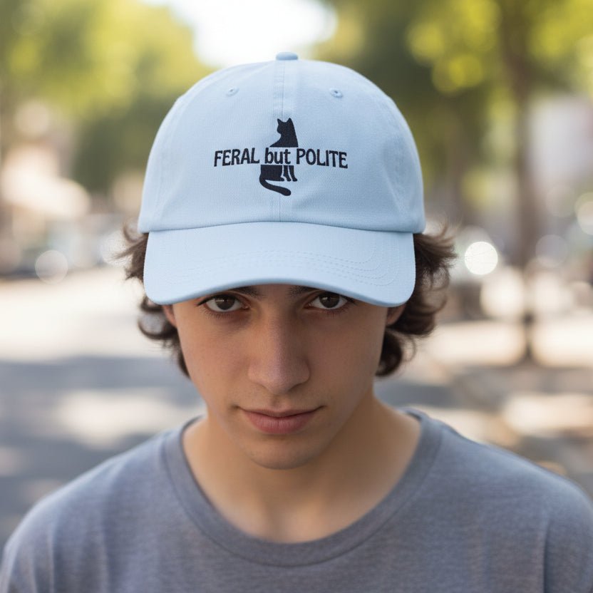 Feral but Polite Cat Hat – Funny Embroidered Dad Cap - Hats, Baseball & Trucker - EpiAl's Shop