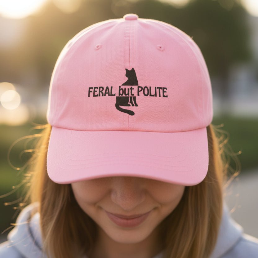 Feral but Polite Cat Hat – Funny Embroidered Dad Cap - Hats, Baseball & Trucker - EpiAl's Shop