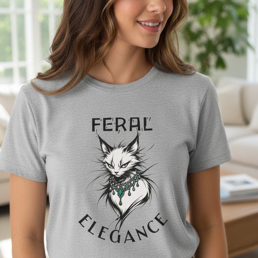 Feral Elegance Women’s Graphic T-Shirt – Wild Luxury Cat Design - Clothing, Women, T-Shirts - EpiAl's Shop