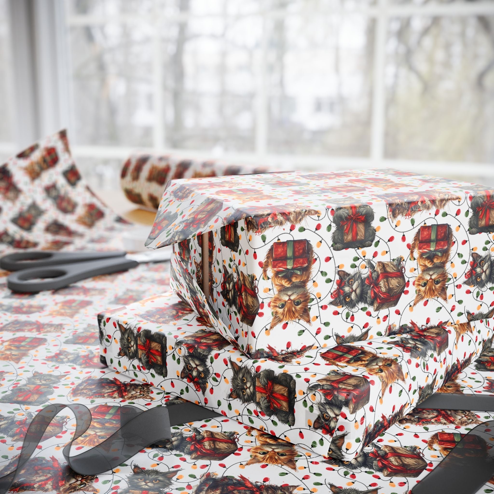 Festive Kitties Christmas Wrapping Paper - Paper Products, Gift Wrapping Paper - EpiAl's Shop