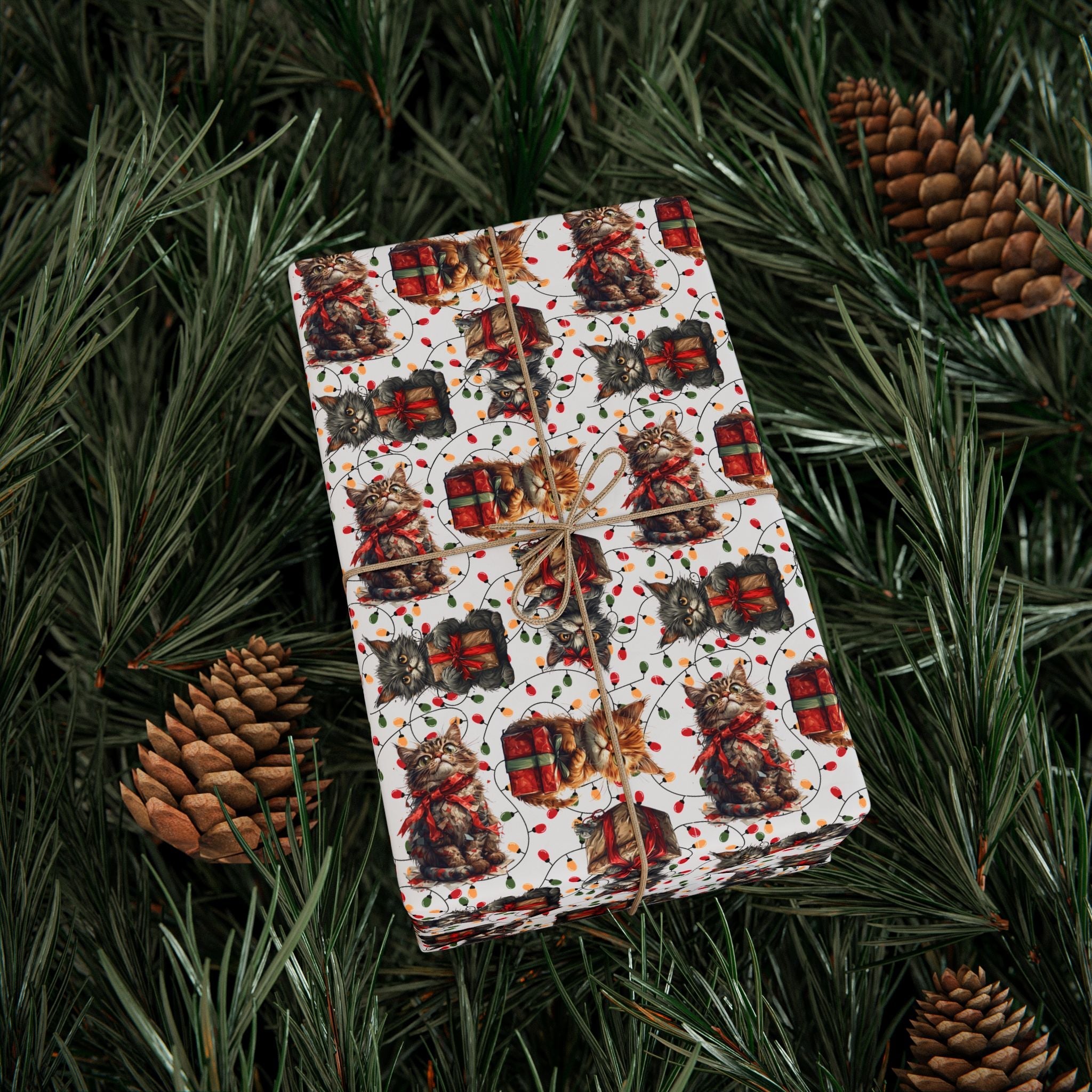 Festive Kitties Christmas Wrapping Paper - Paper Products, Gift Wrapping Paper - EpiAl's Shop