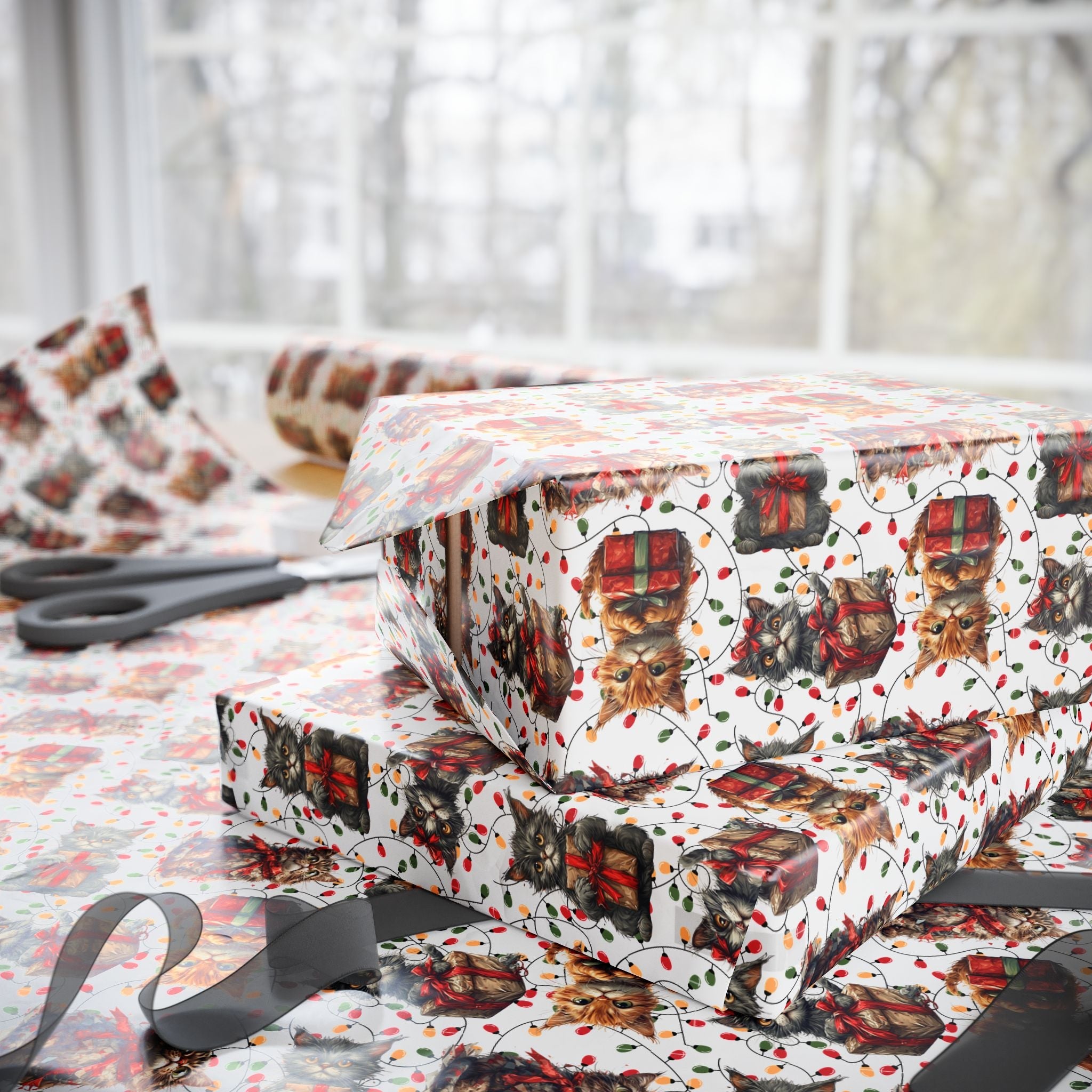 Festive Kitties Christmas Wrapping Paper - Paper Products, Gift Wrapping Paper - EpiAl's Shop