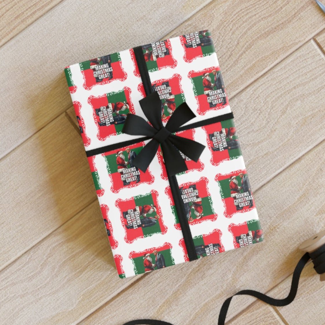Festive Santa Trump Holiday Gift Wrapping Paper Roll - Paper Products, Gift Wrapping Paper - EpiAl's Shop