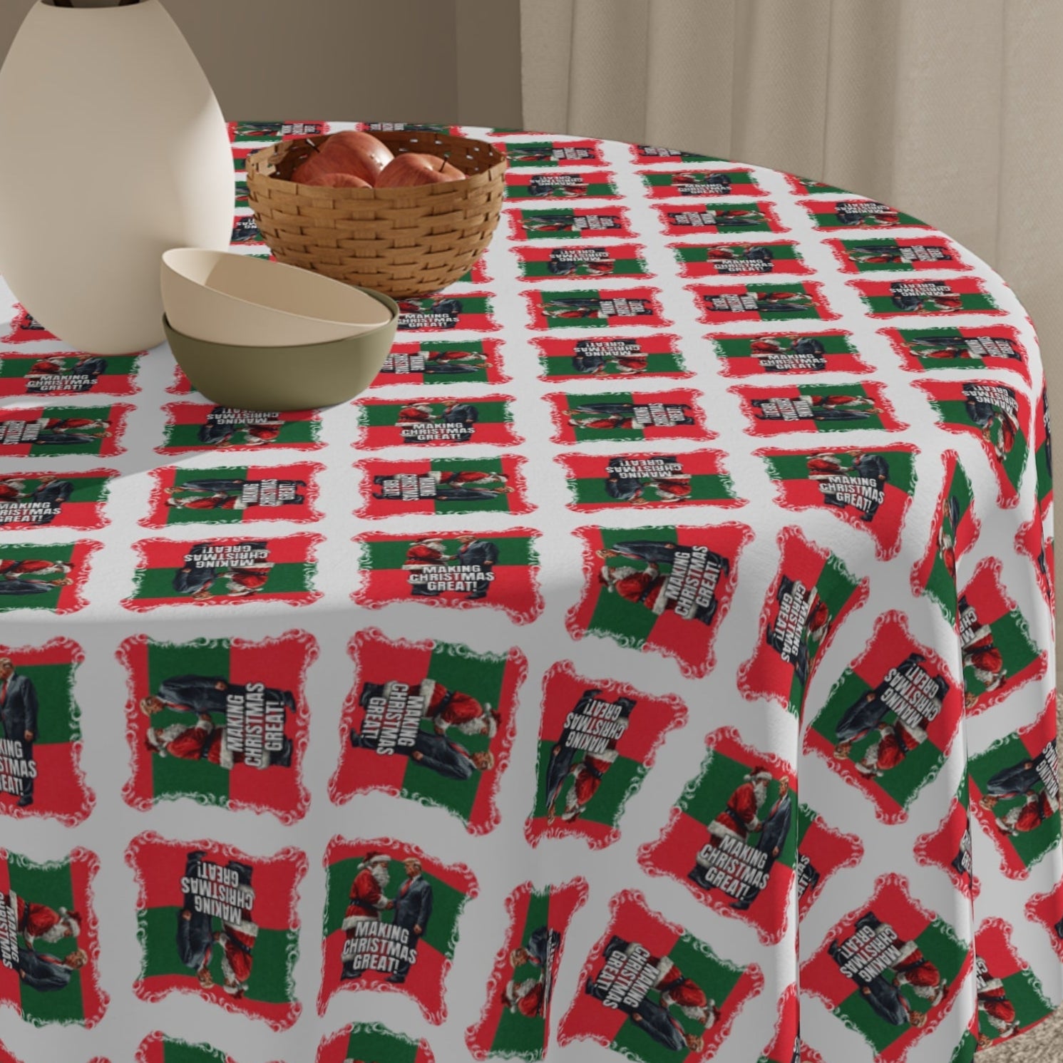 Festive Santa Trump Tablecloth for Holiday Gatherings, Christmas Table Decor - Decor, Dining, Table Decor - EpiAl's Shop