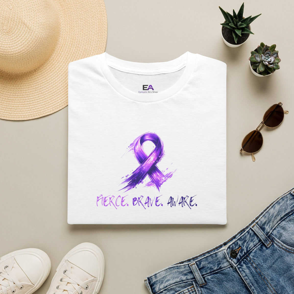 Fierce. Brave. Aware. Epilepsy Awareness T-Shirt - Clothing, Unisex, T-Shirts - EpiAl's Shop