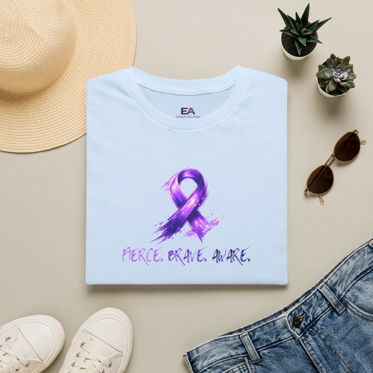 Fierce. Brave. Aware. Epilepsy Awareness T-Shirt - Clothing, Unisex, T-Shirts - EpiAl's Shop
