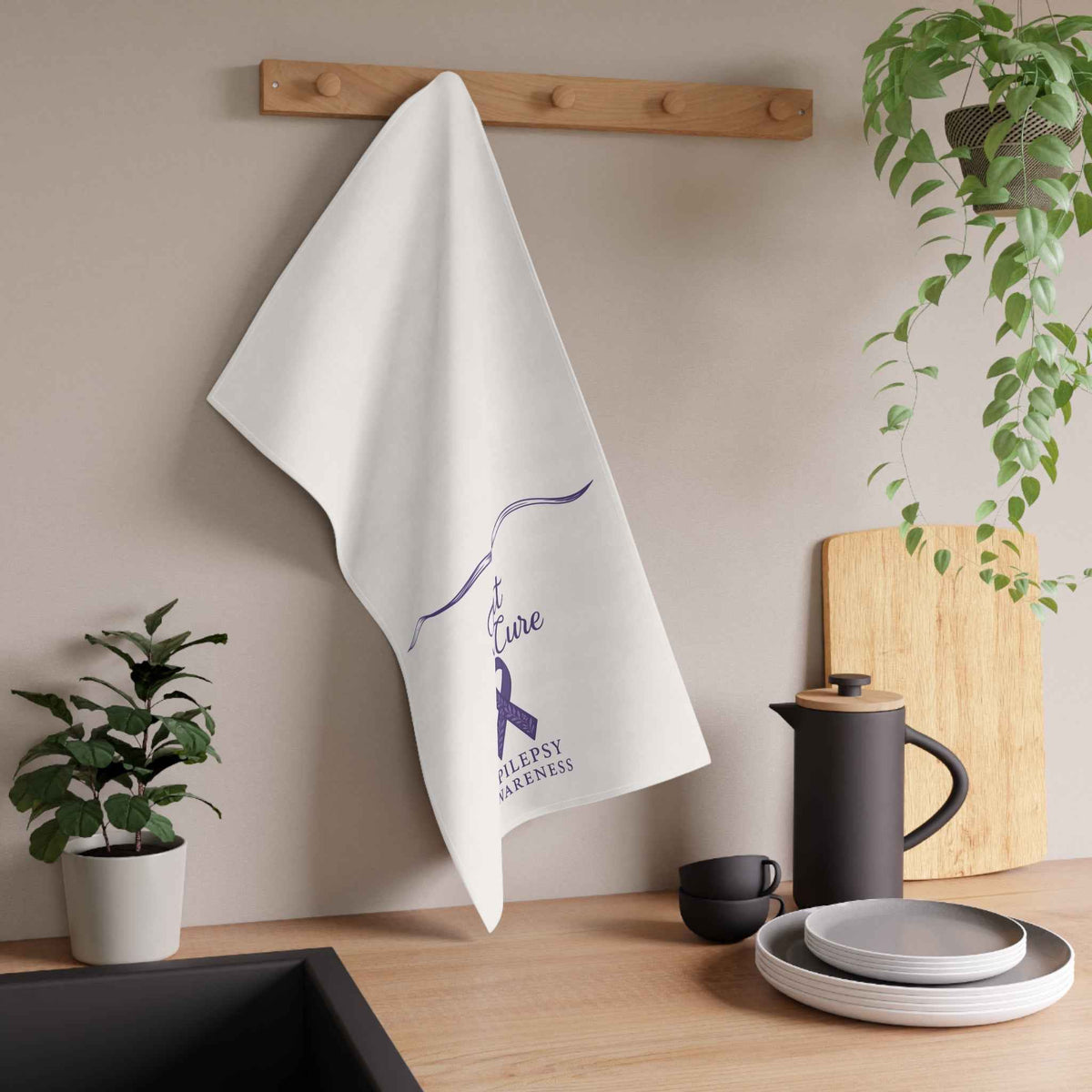 Fight for a Cure Tea Towel | Epilepsy Awareness Kitchen Towel - Towels, Kitchen & Tea - EpiAl's Shop