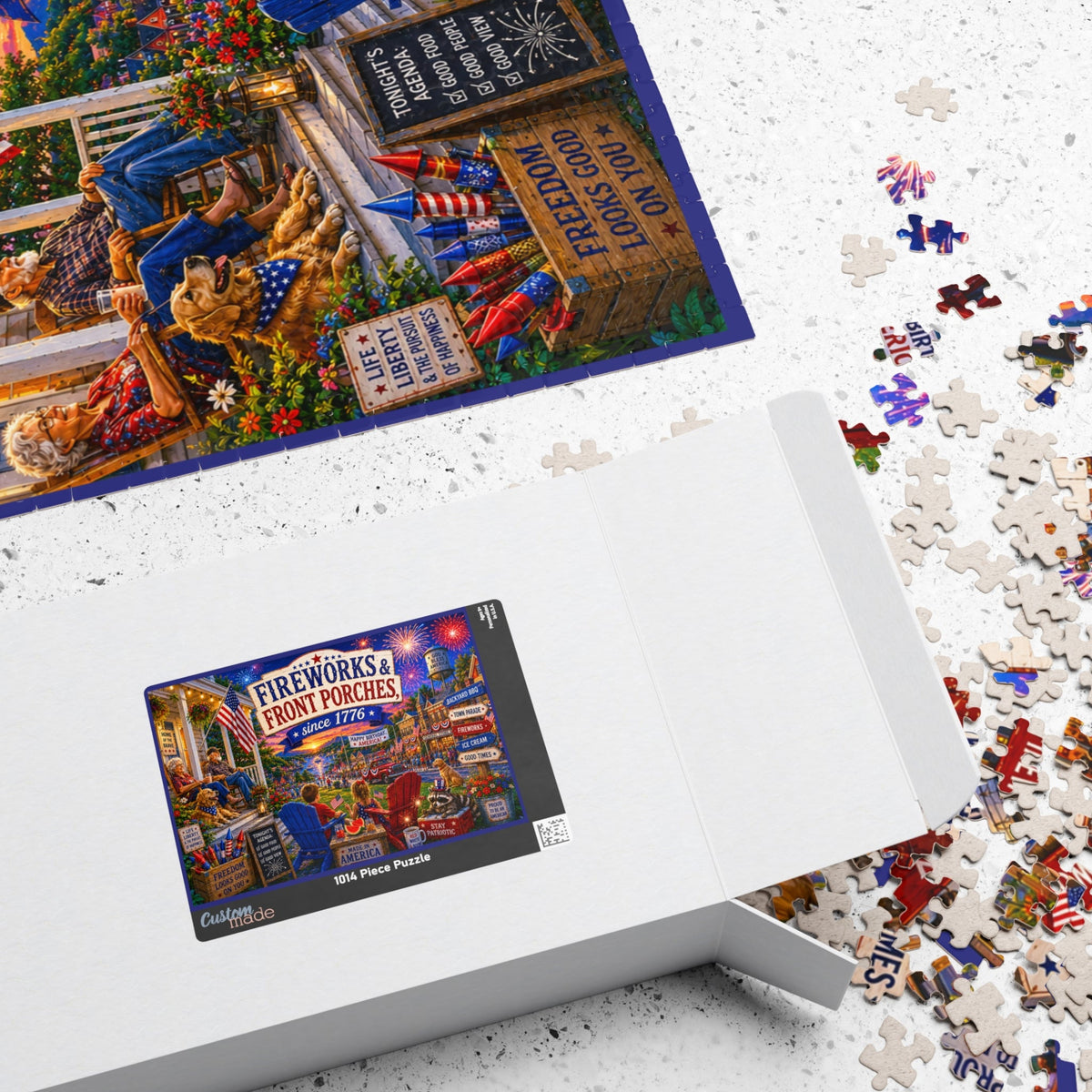 Fireworks & Front Porches Puzzle | Patriotic Americana Jigsaw | 1014 Pieces - Toys & Games, Puzzles - EpiAl's Shop
