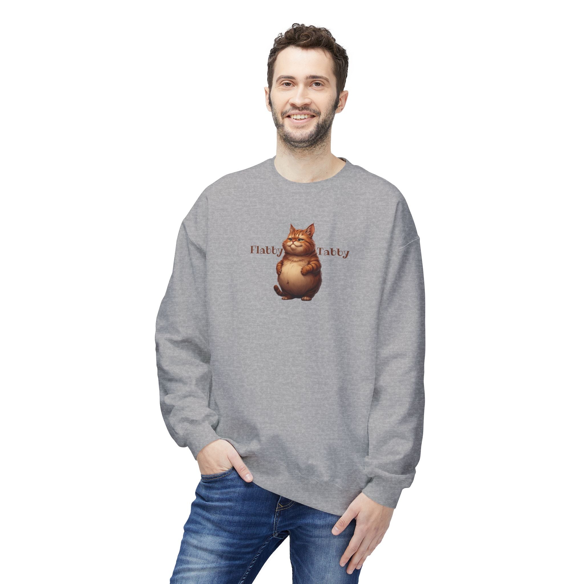 Flabby Tabby Fleece Sweatshirt | Cozy Casual Wear - Clothing, Sweatshirts - EpiAl's Shop