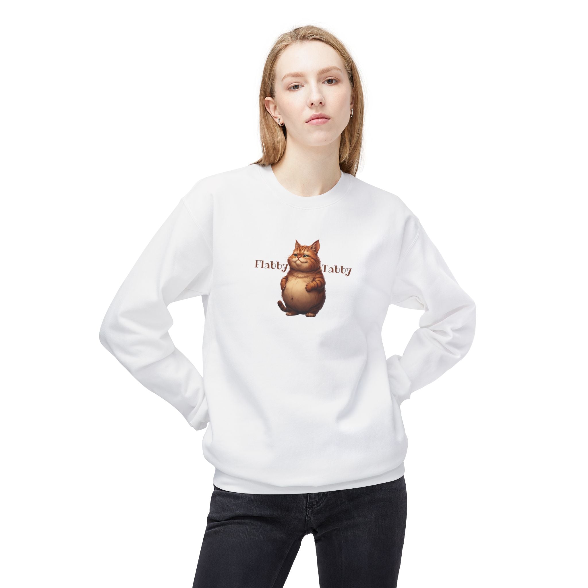 Flabby Tabby Fleece Sweatshirt | Cozy Casual Wear - Clothing, Sweatshirts - EpiAl's Shop