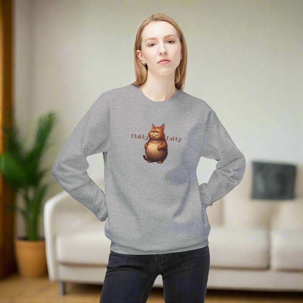 Flabby Tabby Fleece Sweatshirt | Cozy Casual Wear - Clothing, Sweatshirts - EpiAl's Shop