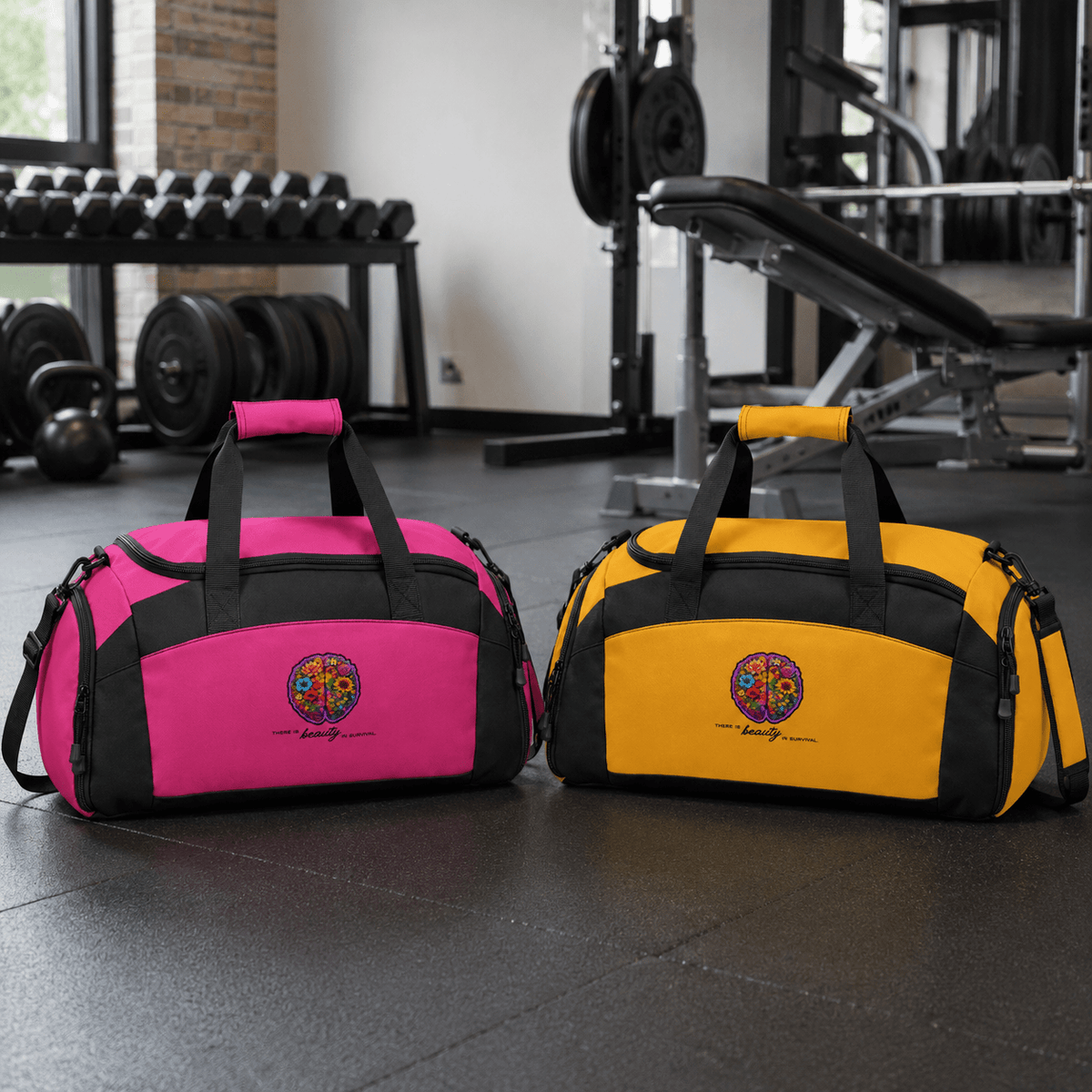 Floral Brain DTF Printed Gym Bag - Bags, Duffel - EpiAl's Shop