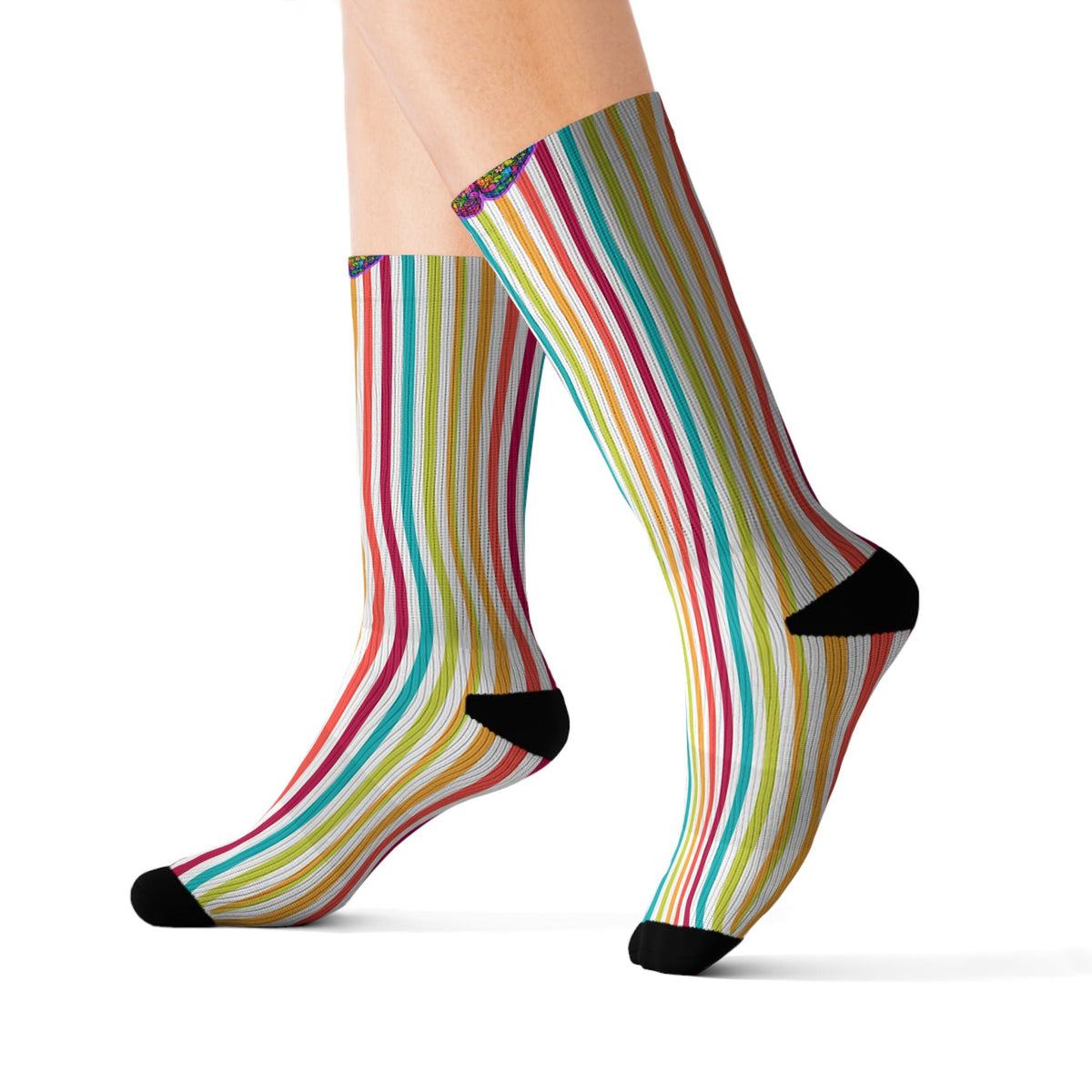Floral Brain Epilepsy Awareness Crew Socks – Colorful Neurostrong Socks - Clothing, Unisex, Socks - EpiAl's Shop