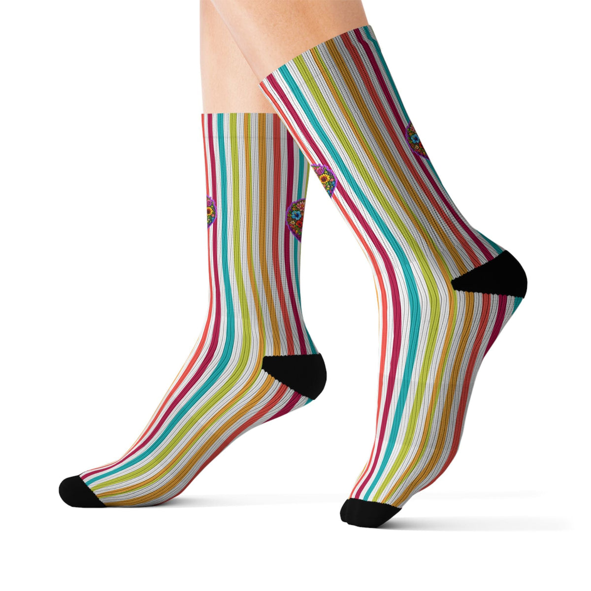 Floral Brain Epilepsy Awareness Crew Socks – Colorful Neurostrong Socks - Clothing, Unisex, Socks - EpiAl's Shop