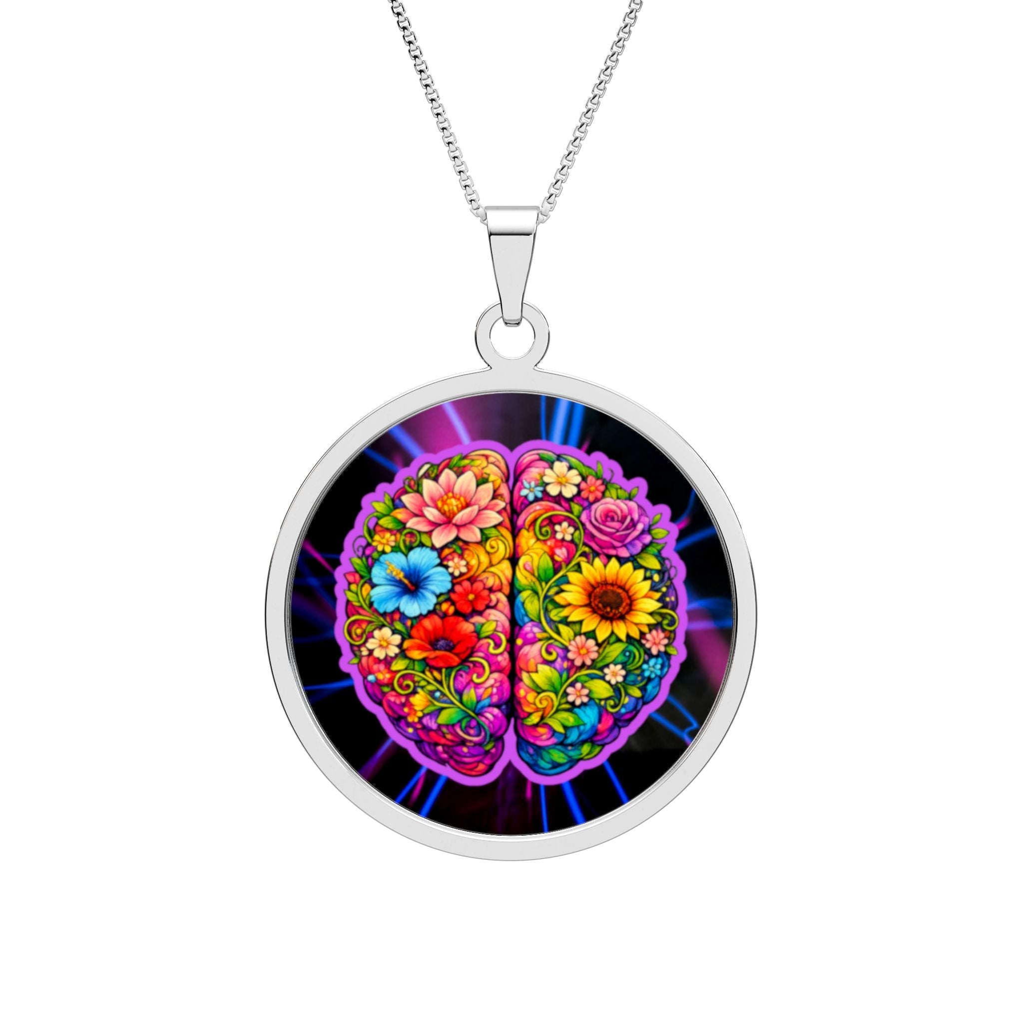 Floral Brain Epilepsy & Mental Health Awareness Necklace - Jewelry, Necklaces - EpiAl's Shop