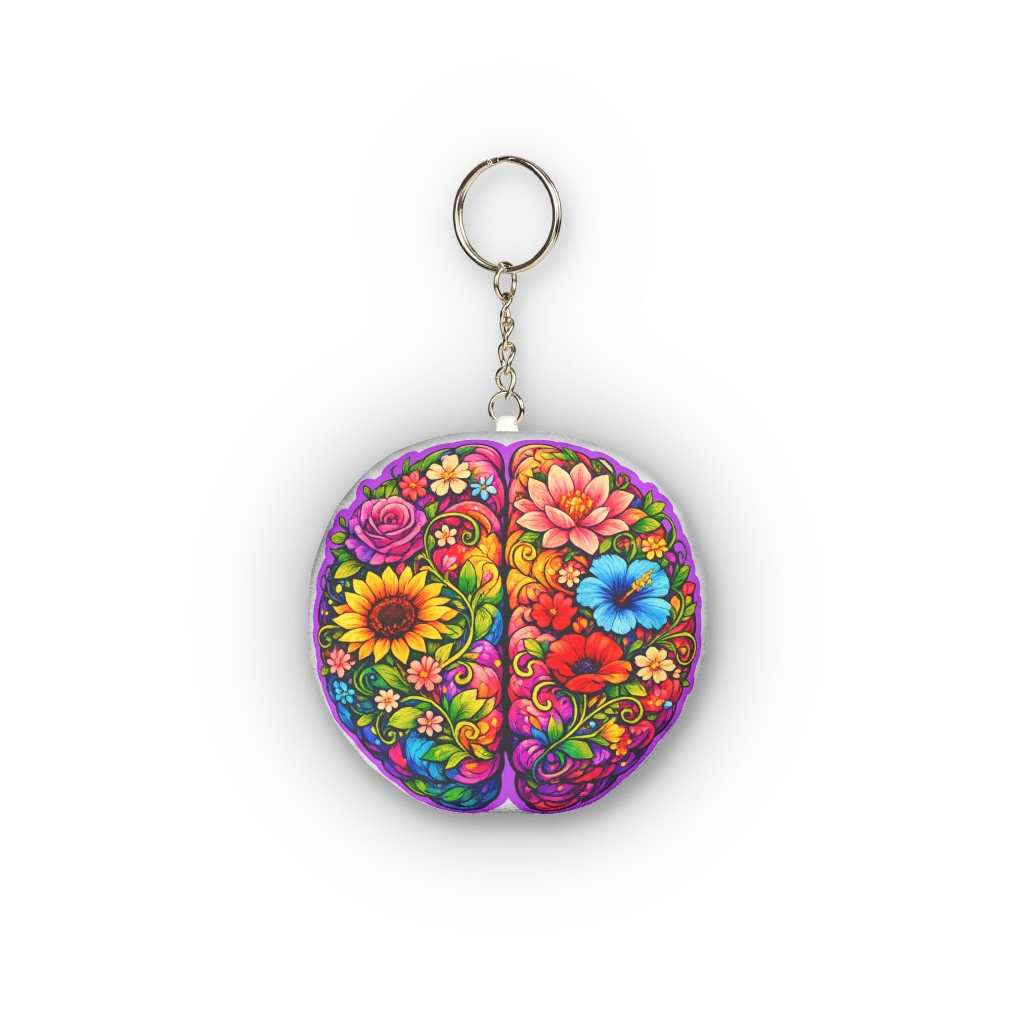 Floral Brain Keychain – Colorful Awareness-Inspired Acrylic Key Ring - Jewelry, Keychains - EpiAl's Shop