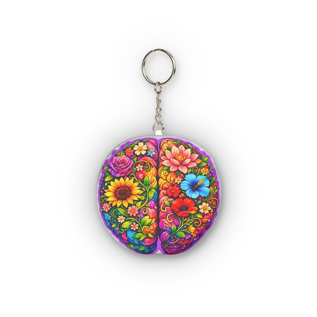 Floral Brain Keychain – Colorful Awareness-Inspired Acrylic Key Ring - Jewelry, Keychains - EpiAl's Shop