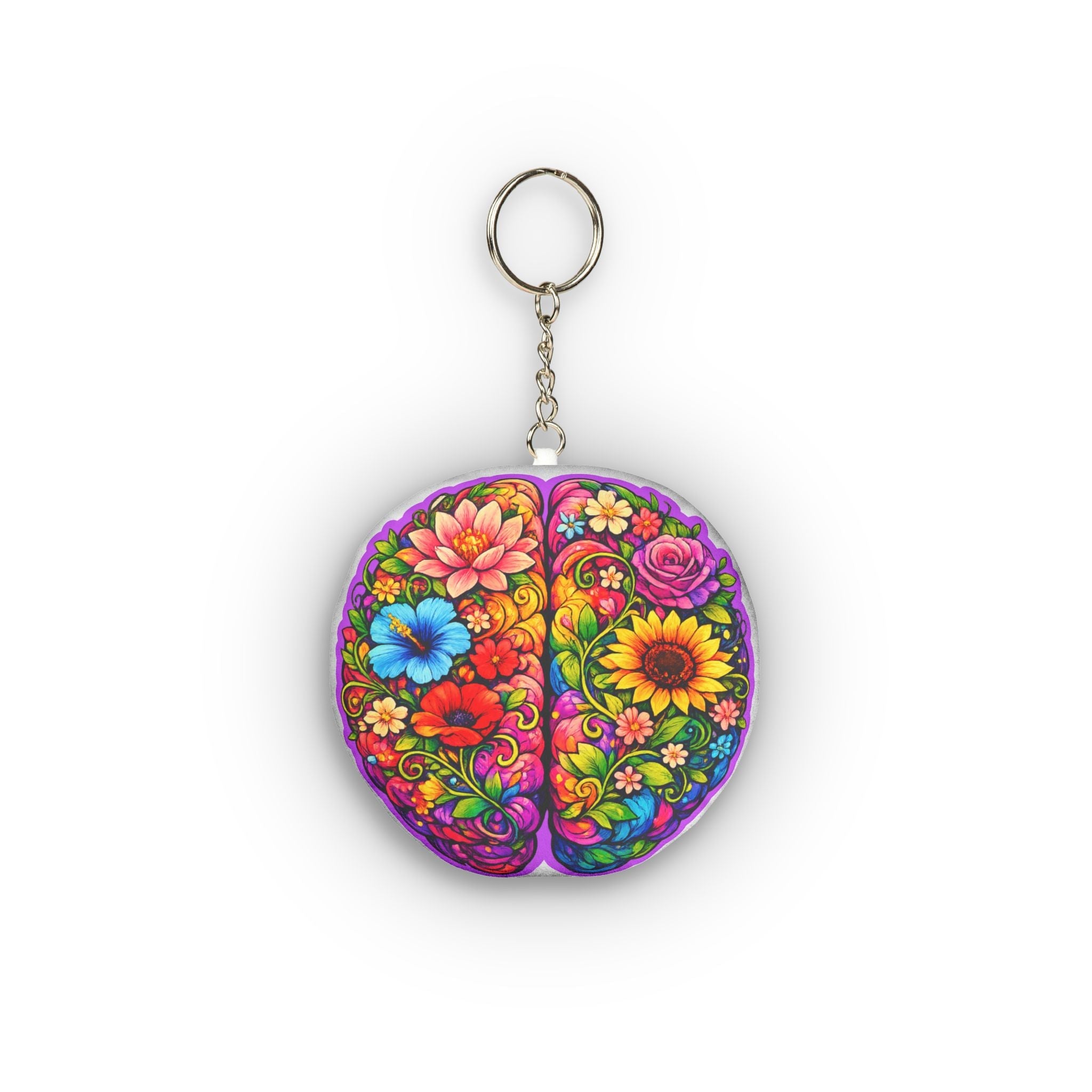 Floral Brain Keychain – Colorful Awareness-Inspired Acrylic Key Ring - Jewelry, Keychains - EpiAl's Shop