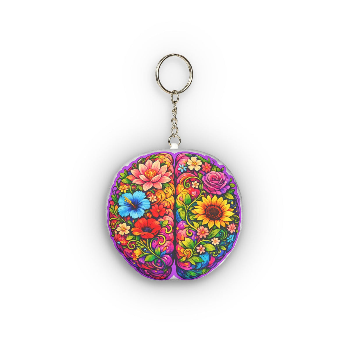 Floral Brain Keychain – Colorful Awareness-Inspired Acrylic Key Ring - Jewelry, Keychains - EpiAl's Shop
