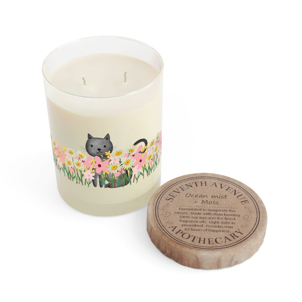 Floral Cat Glass Candle – Cozy Cat Lover Home Decor - Decor, Candles, Scented - EpiAl's Shop