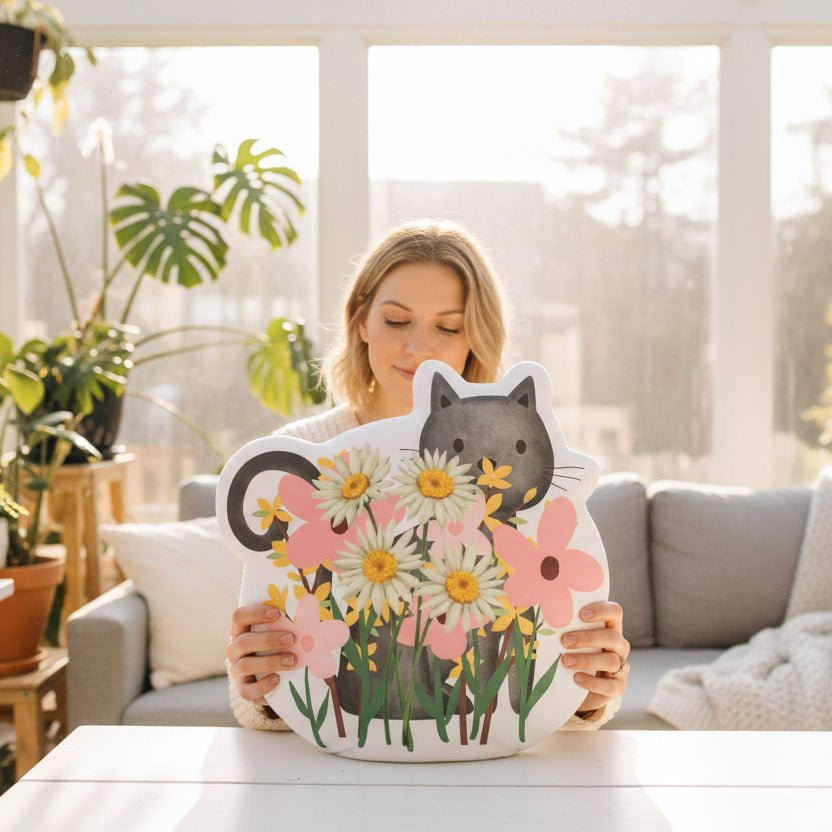 Floral Cat Pillow — Soft Looks, Strong Opinions - Decor, Pillows, Shaped - EpiAl's Shop