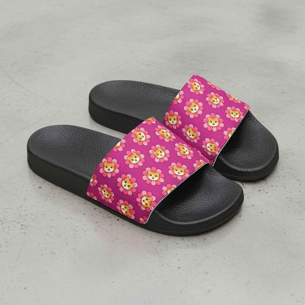 Floral Cat Slide Sandals — Sunshine With Opinions Edition - Shoes, Sandals - EpiAl's Shop