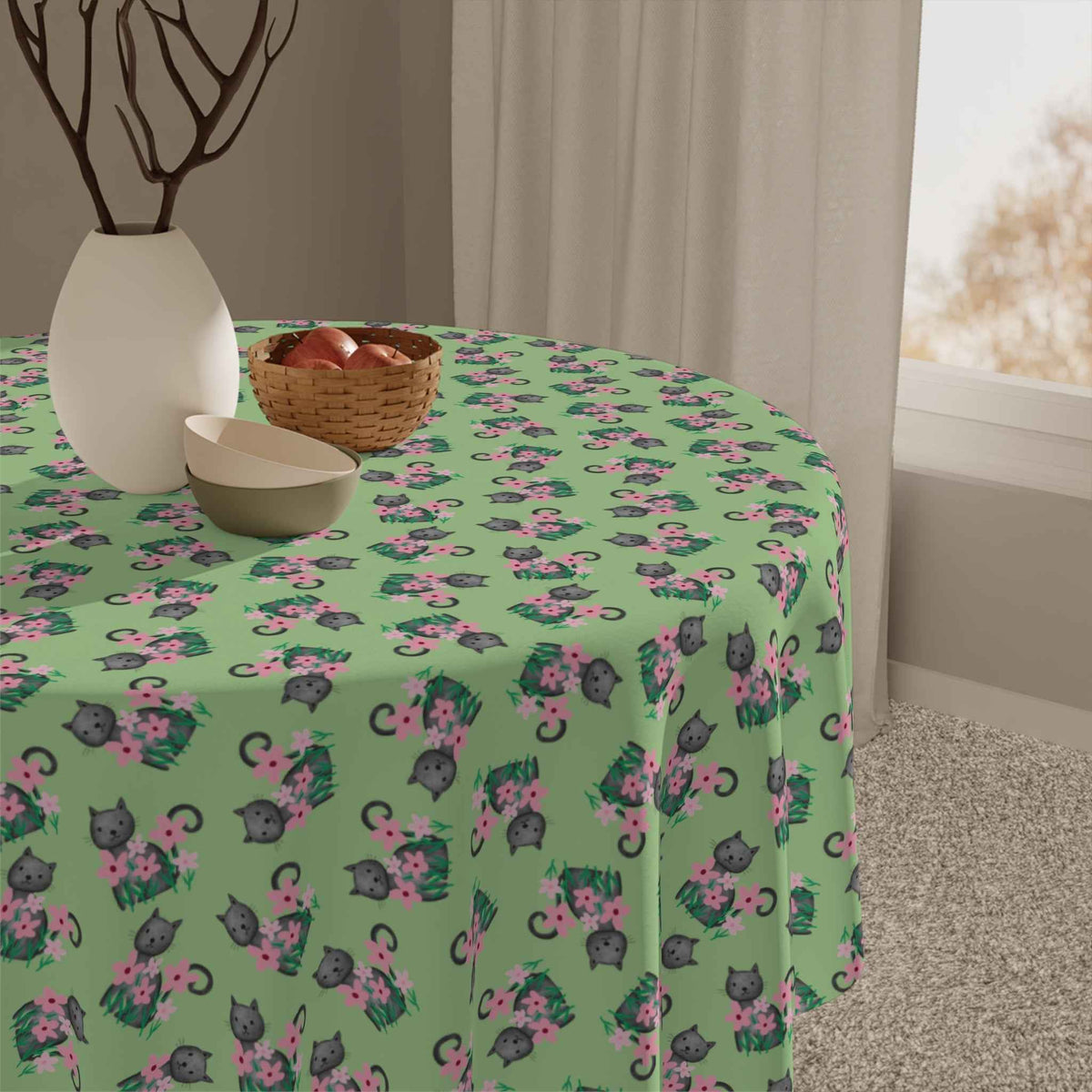Floral Cat Tablecloth — Soft Chaos, Served Fresh - Decor, Home, Tablecloths & Runners - EpiAl's Shop