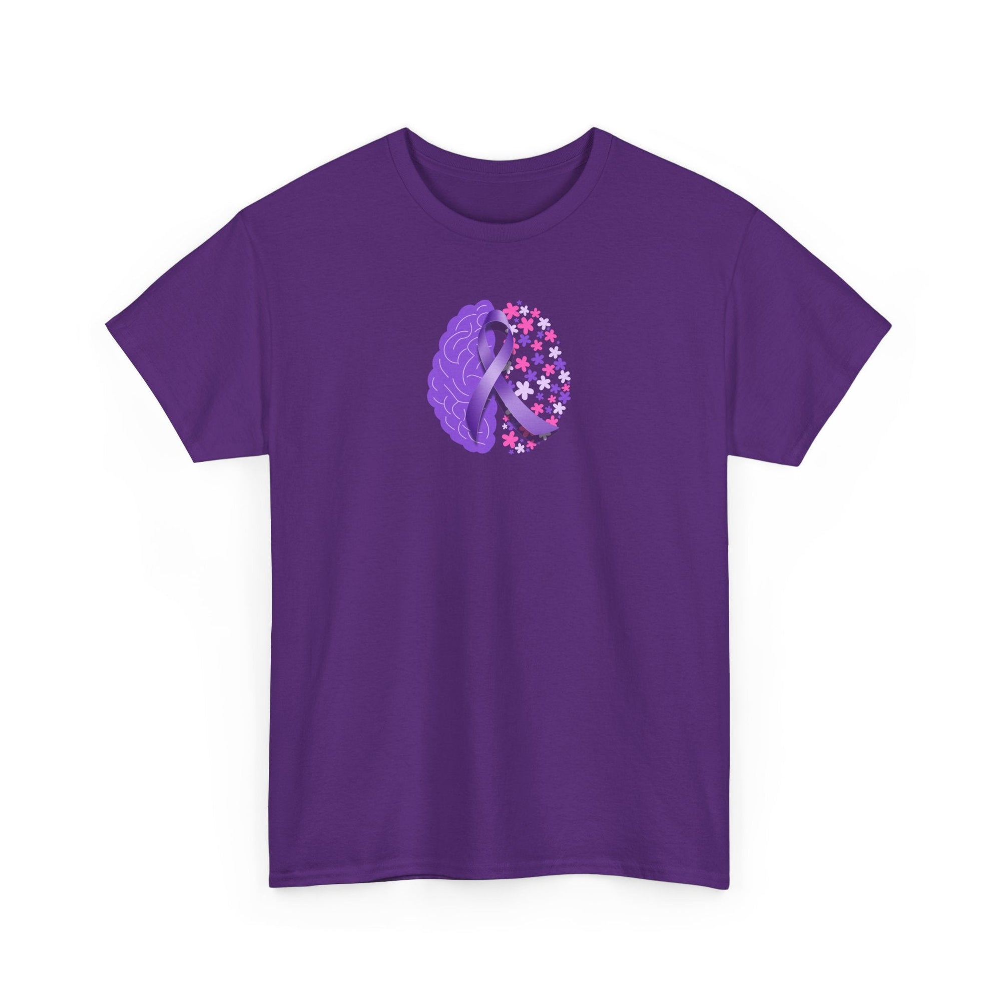 Flower Brain Epilepsy Awareness Unisex Heavy Cotton Tee - T-Shirt - EpiAl's Shop